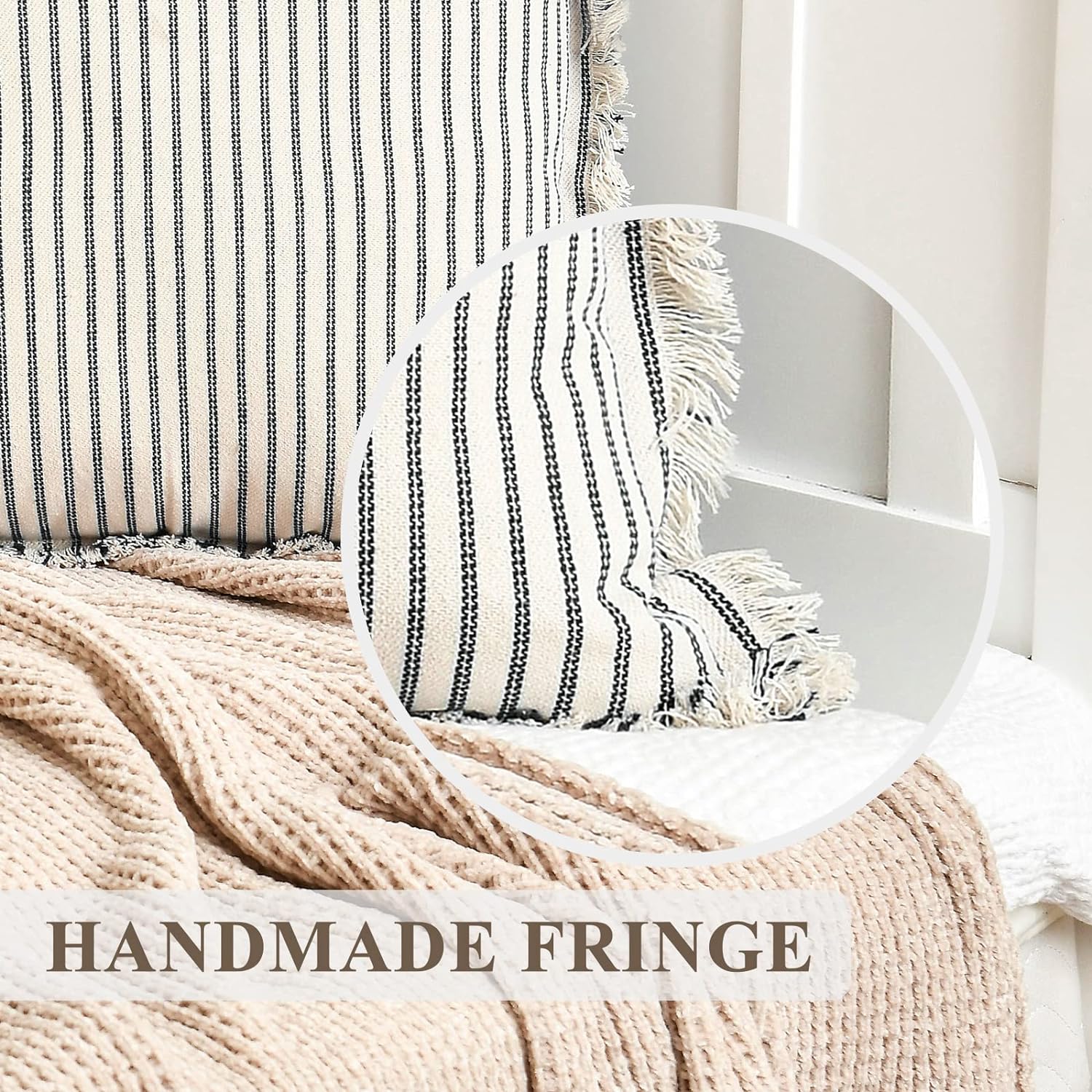 Throw Pillow Covers 18x18 Set of 2 Striped Pillow