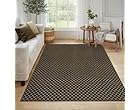 Lightweight Woven Cotton Entryway Bedroom Throw Rugs with Tassels, Thin Farmhouse Moroccan Carpet for Kitchen, Bathroom, Entrance, Living Room, Black and White