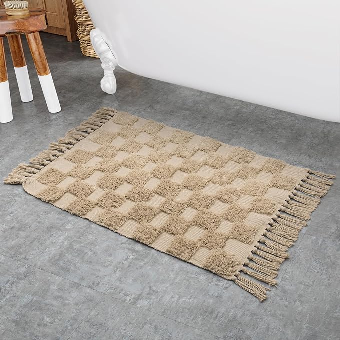 Non-Shedding Neutral Woven Beige Rug Indoor Carpet for Bedroom Table