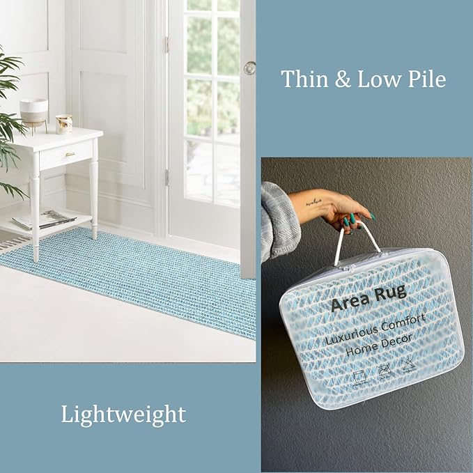 Farmhouse Non Shedding Beige Throw Rug Low Pile Carpet for Kitchen Laundry