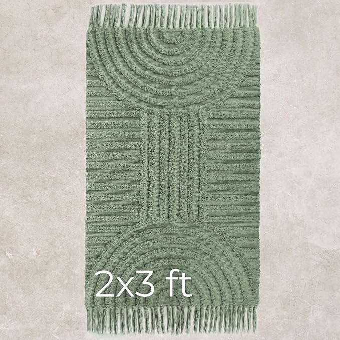 Cotton Rug Fits Perfectly Into Your Bath - Washable, Non-Slip Mat Ideal to Enhance Your Modern Home Decor - 24 x 36 inch
