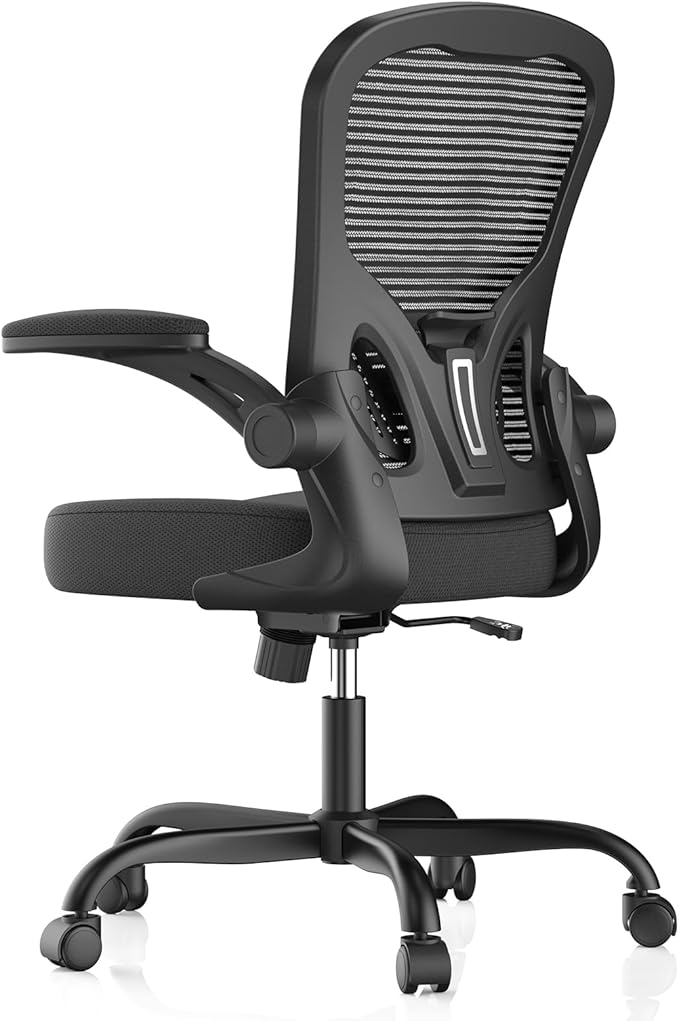 Office Chair, Ergonomic Desk Chairs High Back Mesh Computer Chair with Flip-up Armrests, Comfy Work Chair with Adjustable Lumbar Support, Rolling Swivel Executive Task Chair for Home Office Black