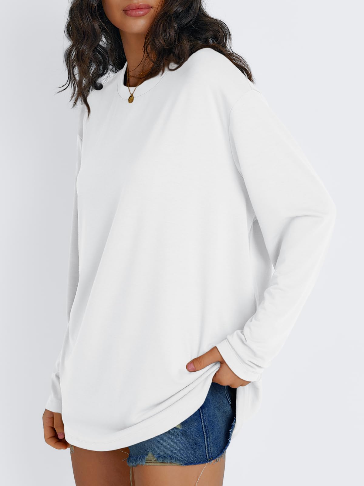 Trendy Queen Womens Oversized Long Sleeve T Shirts Basic Crewneck Tee Fall Tops Casual Workout Fashion Casual Clothes