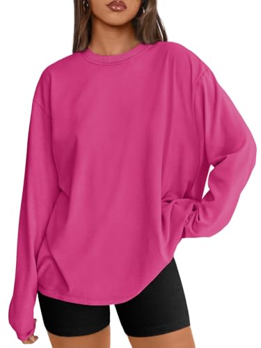 Trendy Queen Womens Oversized Long Sleeve T Shirts Basic Crewneck Tee Fall Tops Casual Workout Fashion Casual Clothes