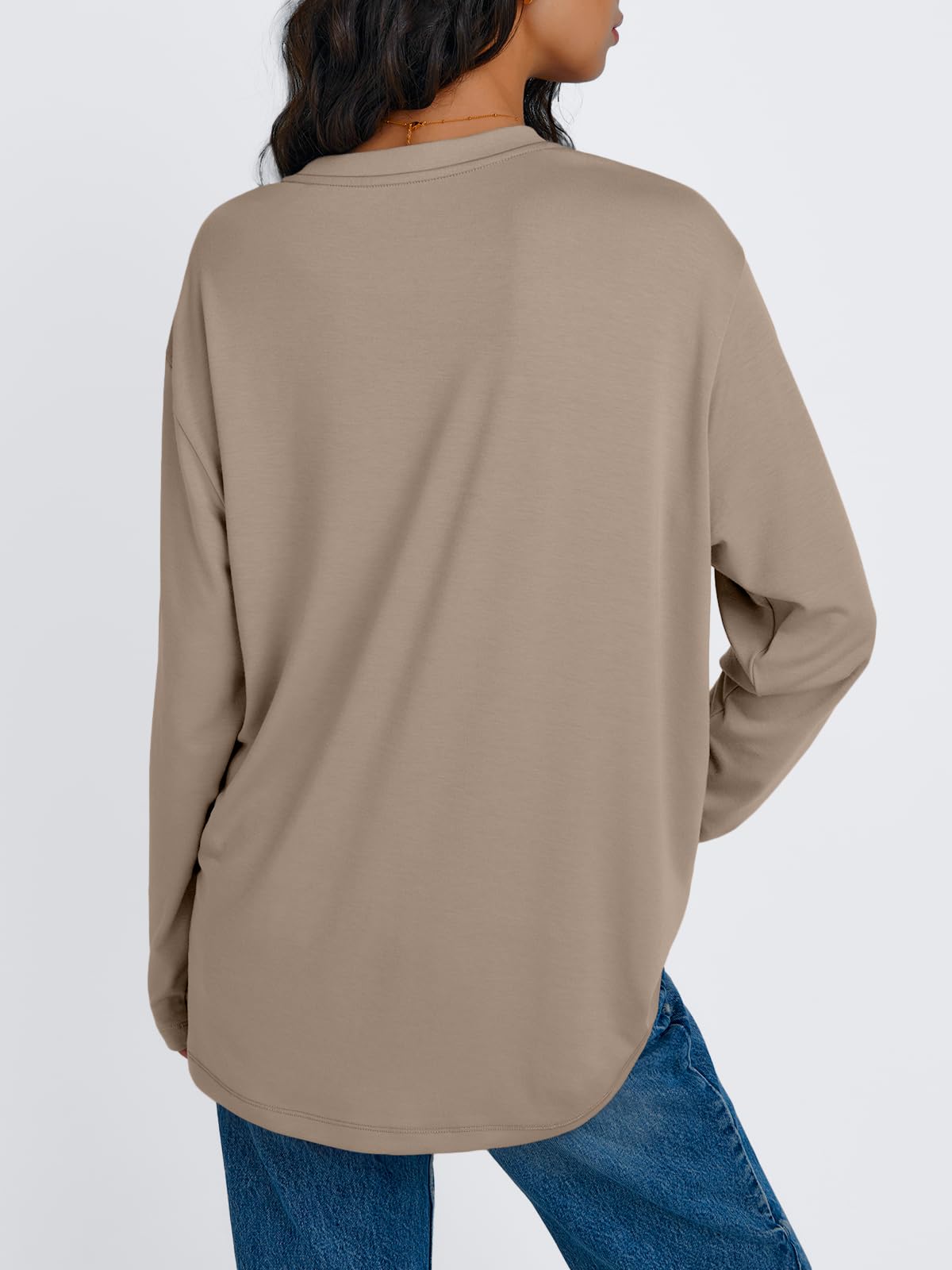 Trendy Queen Womens Oversized Long Sleeve T Shirts Basic Crewneck Tee Fall Tops Casual Workout Fashion Casual Clothes
