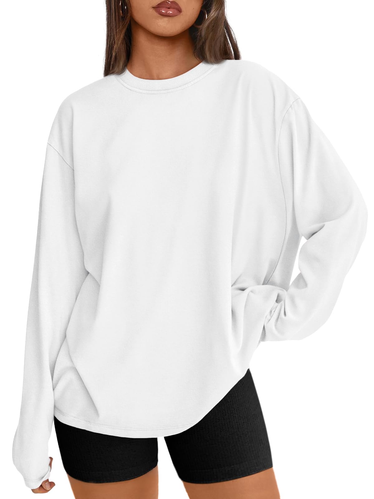 Trendy Queen Womens Oversized Long Sleeve T Shirts Basic Crewneck Tee Fall Tops Casual Workout Fashion Casual Clothes