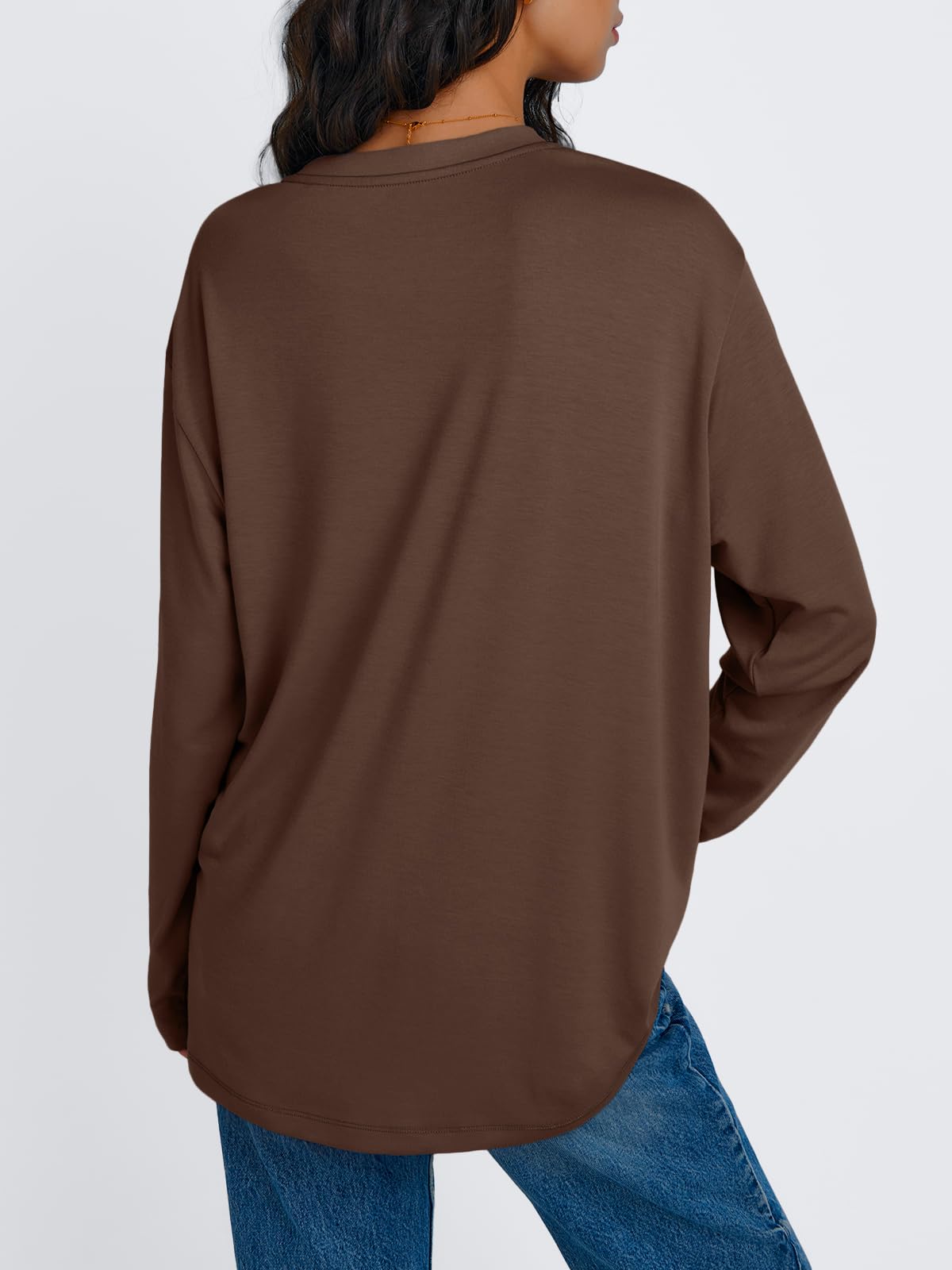 Trendy Queen Womens Oversized Long Sleeve T Shirts Basic Crewneck Tee Fall Tops Casual Workout Fashion Casual Clothes