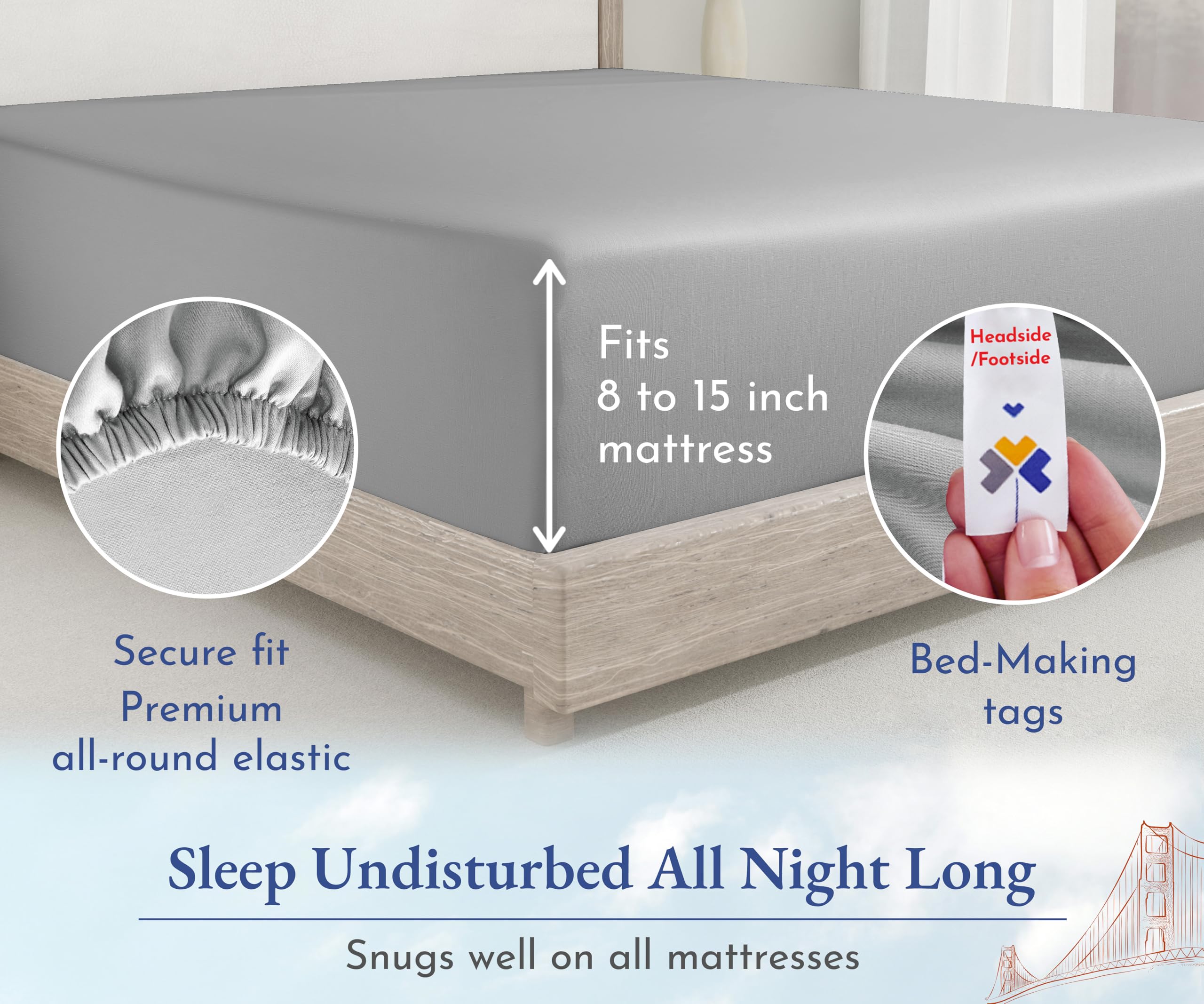 King Size Fitted Sheet White, 100% Cotton 400 Thread Count Sateen, Deep Pockets, Durable Fitted Sheet Only (King, White)