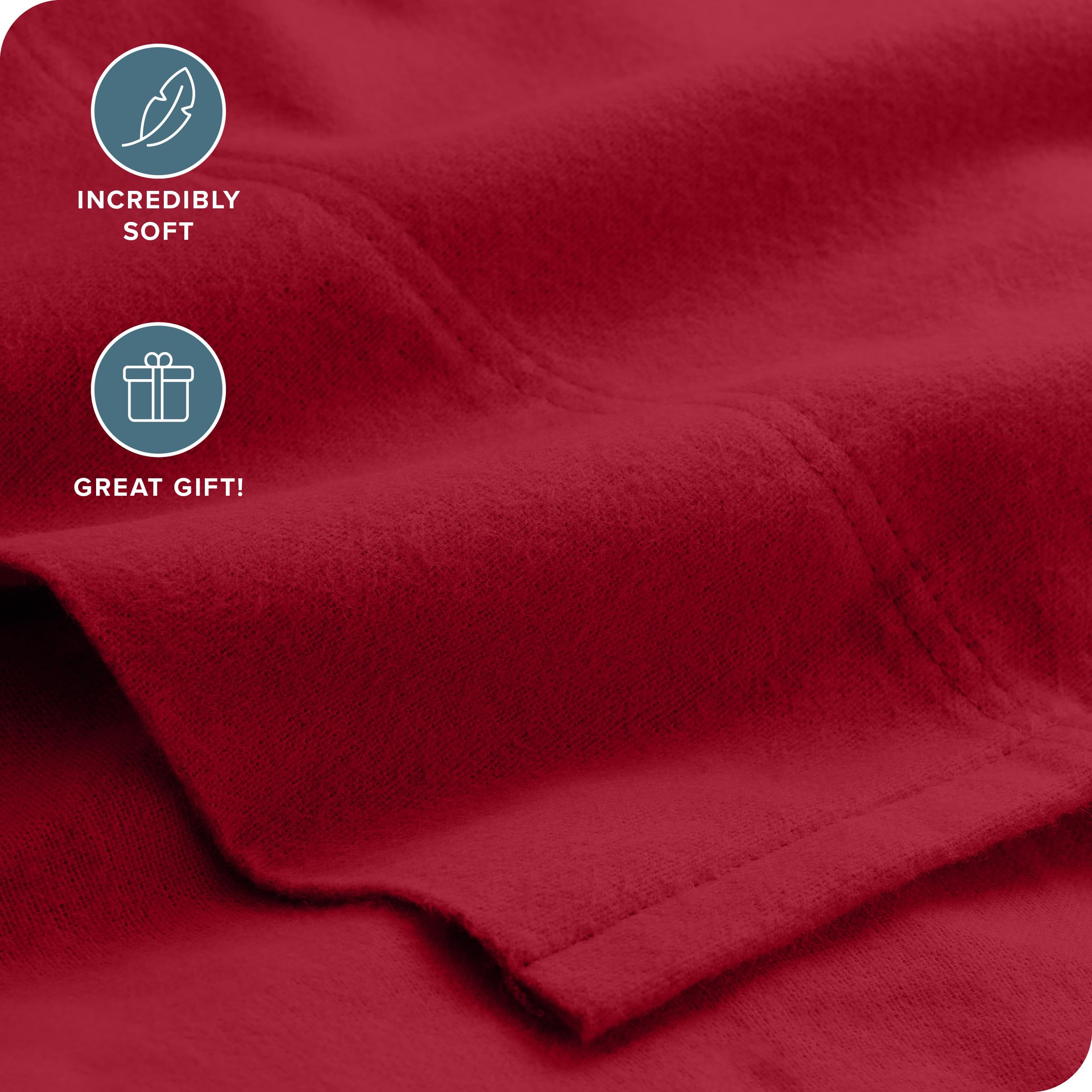 Flannel Sheet Set 100% Cotton, Velvety Soft Heavyweight - Double Brushed Flannel - Deep Pocket
