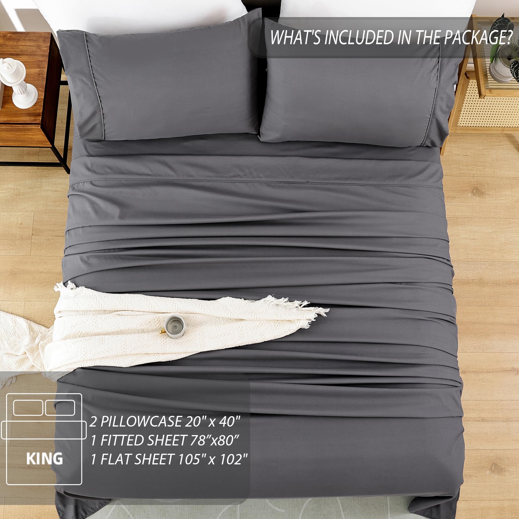 Twin Sheet Set - 3 Piece Soft Breathable Bed Sheets for Twin Size Bed, Extra Deep Pocket Luxury Brushed Sheets, Cooling Hotel Bedding Sheets and Pillowcases, Wrinkle Free Oeko-Tex Sheets