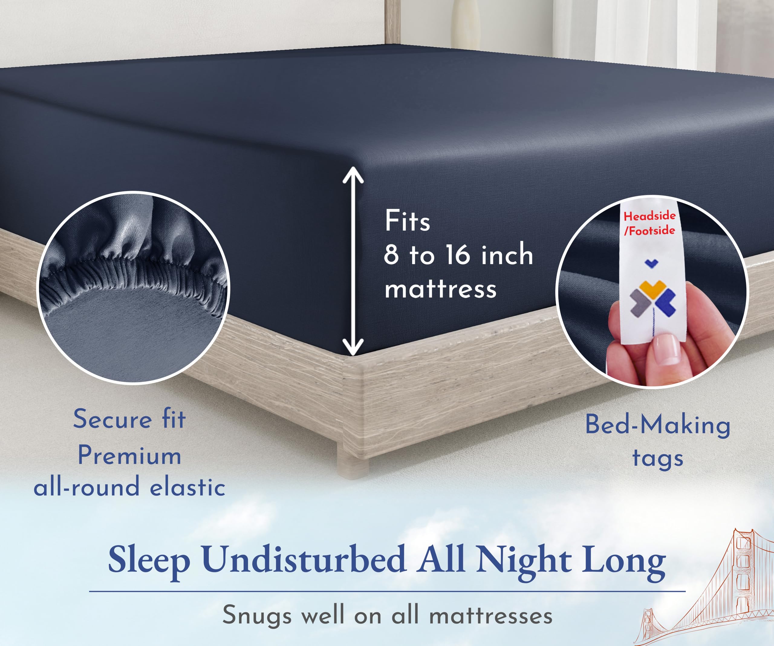 King Size Fitted Sheet White, 100% Cotton 400 Thread Count Sateen, Deep Pockets, Durable Fitted Sheet Only (King, White)