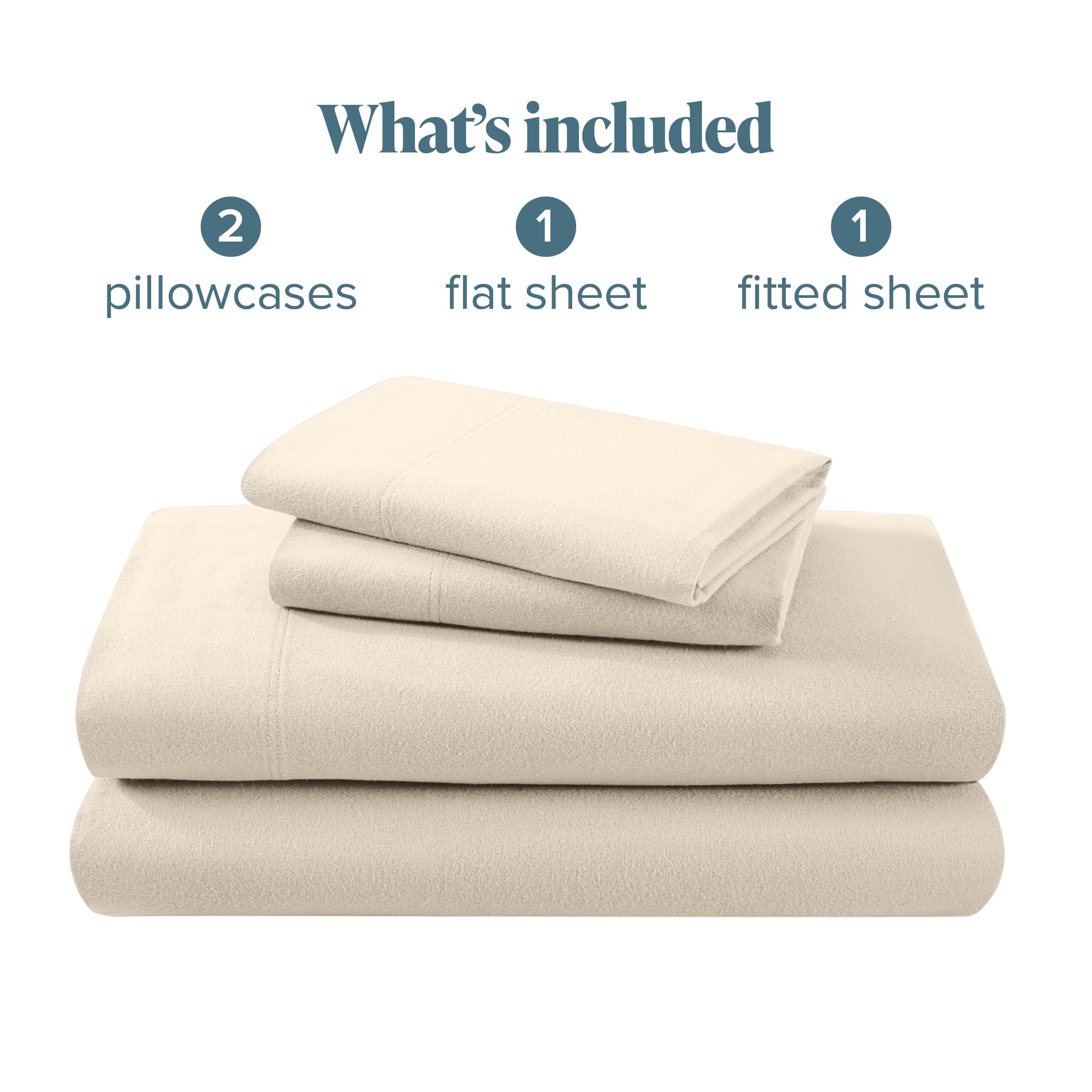 Flannel Sheet Set 100% Cotton, Velvety Soft Heavyweight - Double Brushed Flannel - Deep Pocket