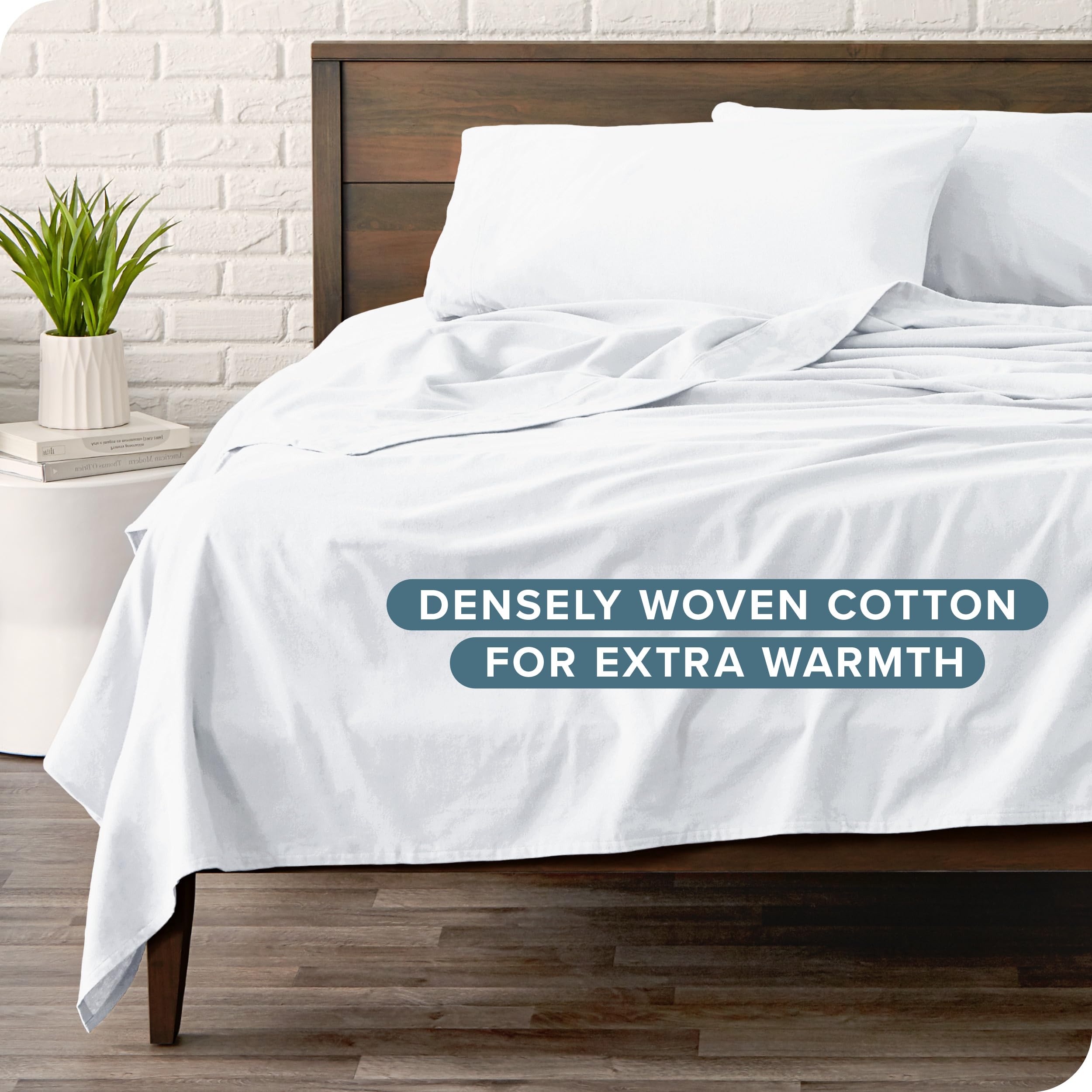 Flannel Sheet Set 100% Cotton, Velvety Soft Heavyweight - Double Brushed Flannel - Deep Pocket