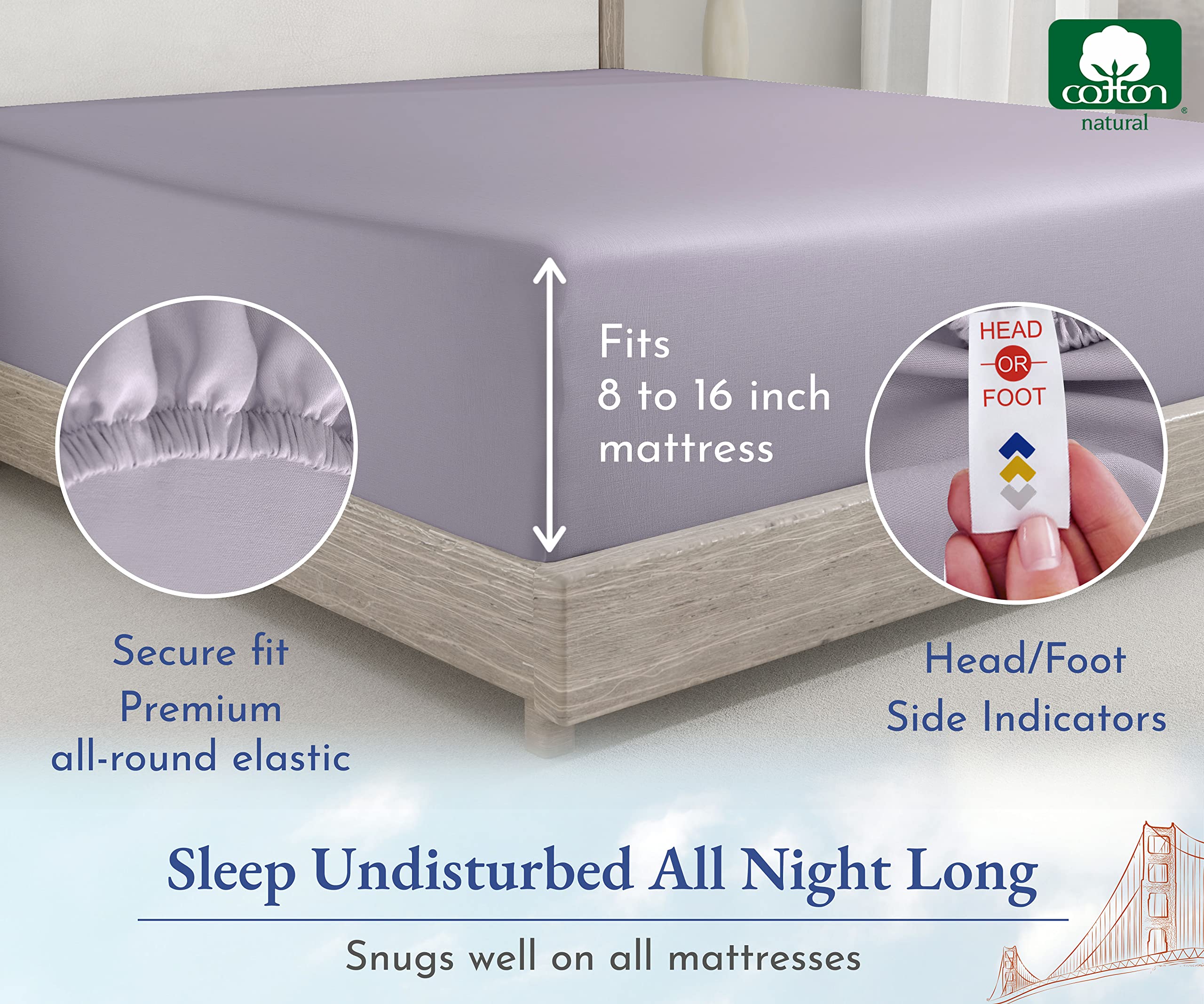 King Size Fitted Sheet White, 100% Cotton 400 Thread Count Sateen, Deep Pockets, Durable Fitted Sheet Only (King, White)