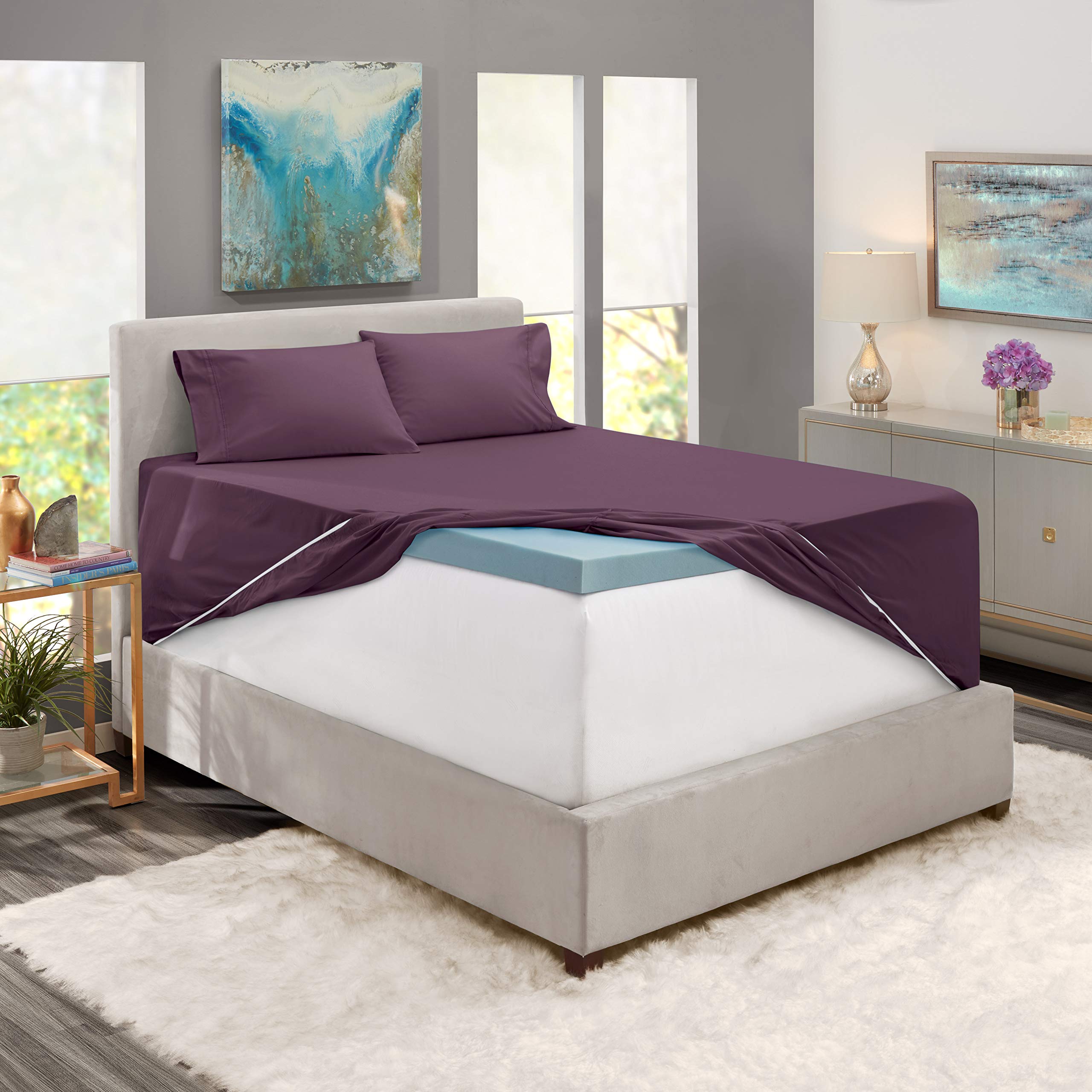 1Extra Deep Pocket King Size Sheets Sets - Fits Mattress 18-24 Inches Deep - Extra Deep Pocket Sheets - 6 Piece King Size Sheets - King Sheets Deep Pocket - Grey Sheets
