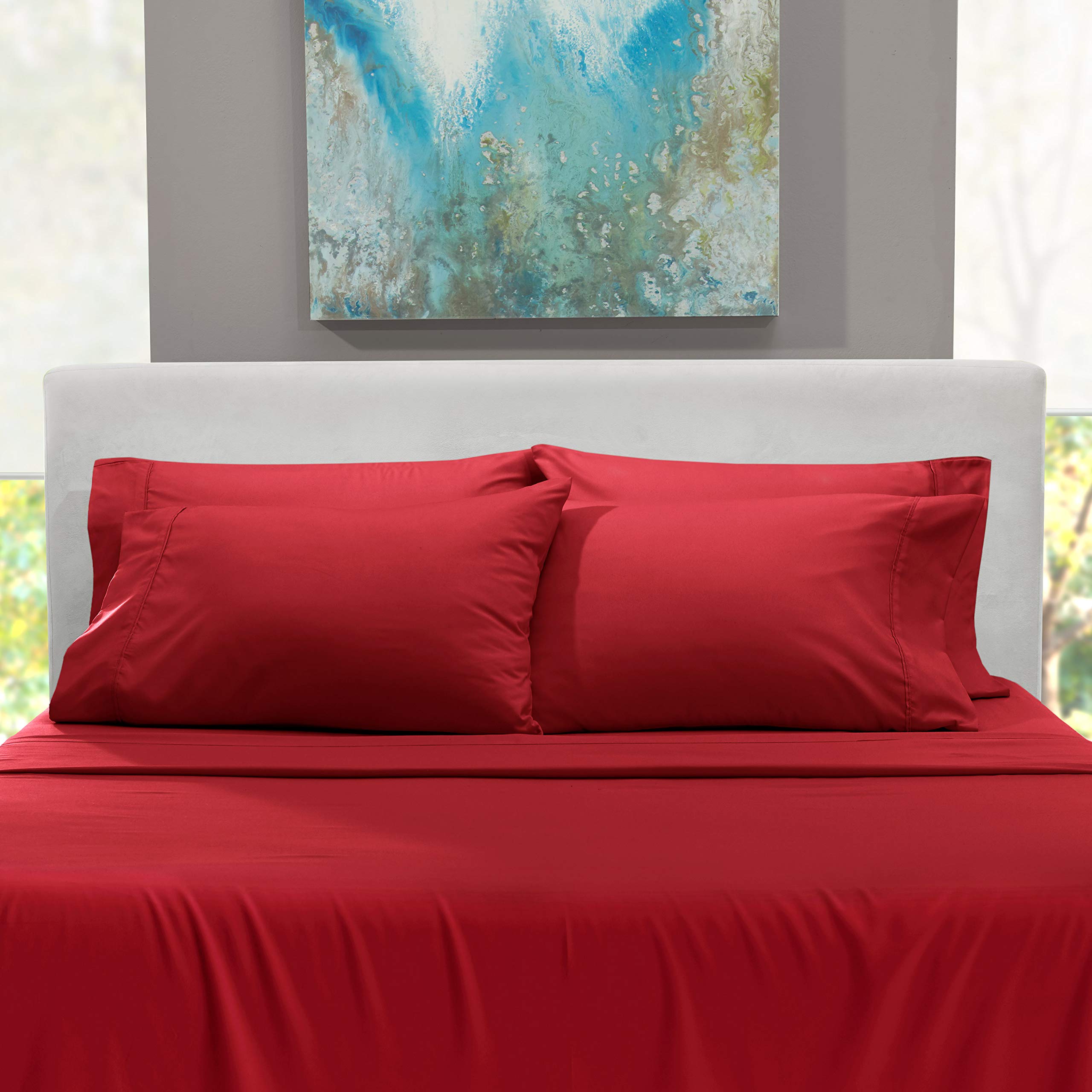 1Extra Deep Pocket King Size Sheets Sets - Fits Mattress 18-24 Inches Deep - Extra Deep Pocket Sheets - 6 Piece King Size Sheets - King Sheets Deep Pocket - Grey Sheets