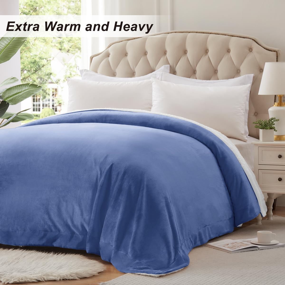 Sherpa Fleece Queen Size Blanket for Bed - Extra Warm and Heavy Thick Blankets for Winter, Super Soft 500GSM Plush Blanket, 90"X 90" Brown