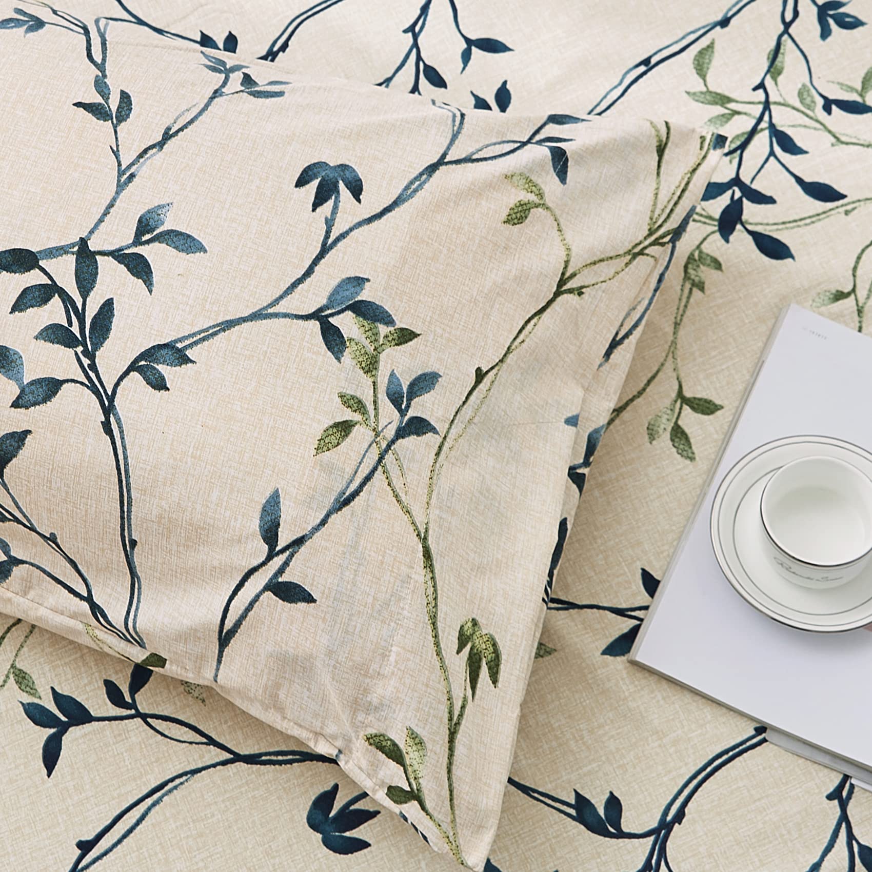Boho Floral Printed Sheet Set Queen Size 4 Piece, Soft Botanical Pattern Microfiber Sheets Extra Deep Pocket