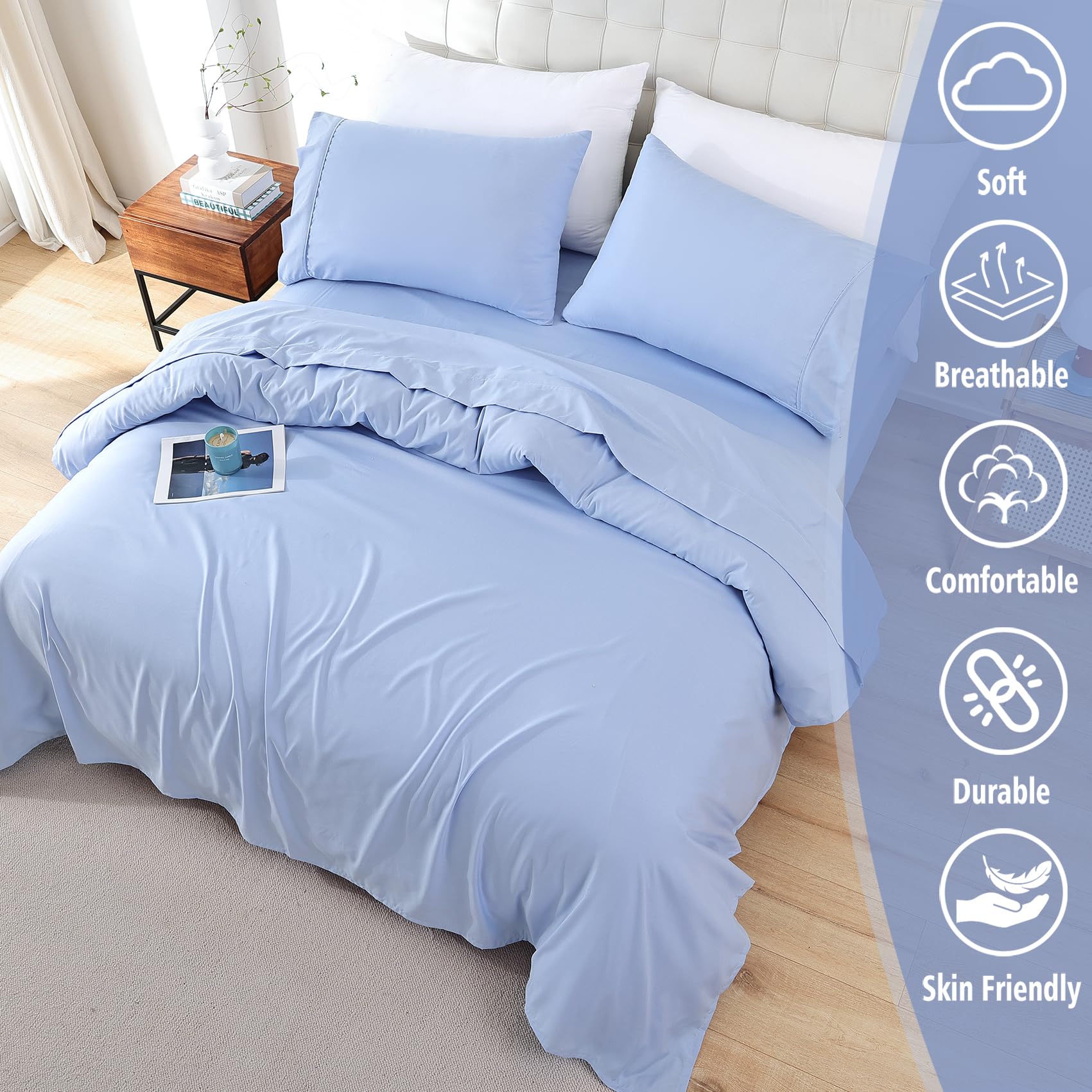Twin Sheet Set - 3 Piece Soft Breathable Bed Sheets for Twin Size Bed, Extra Deep Pocket Luxury Brushed Sheets, Cooling Hotel Bedding Sheets and Pillowcases, Wrinkle Free Oeko-Tex Sheets