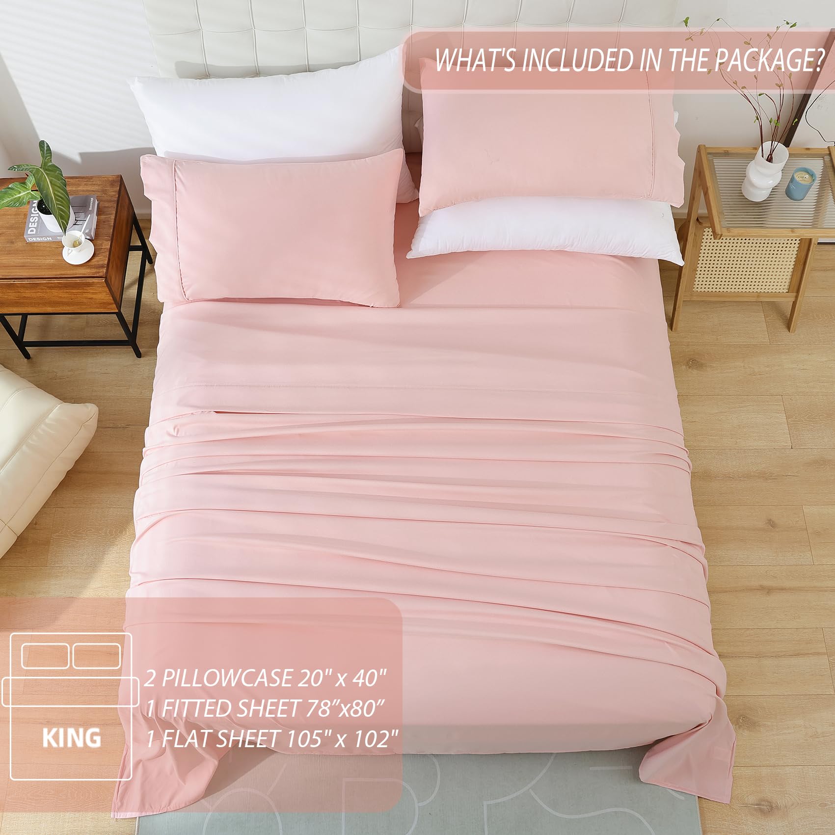 Twin Sheet Set - 3 Piece Soft Breathable Bed Sheets for Twin Size Bed, Extra Deep Pocket Luxury Brushed Sheets, Cooling Hotel Bedding Sheets and Pillowcases, Wrinkle Free Oeko-Tex Sheets