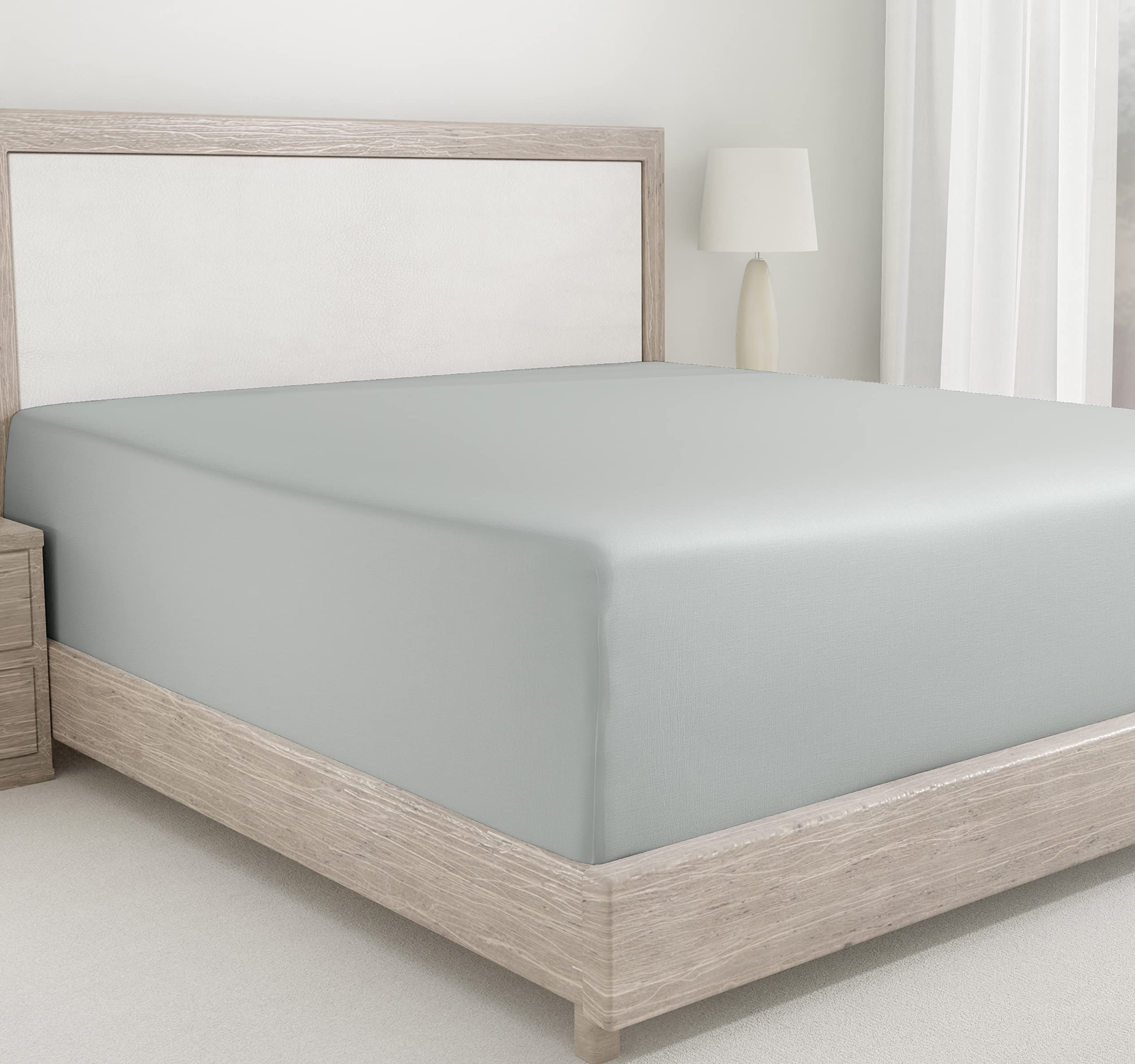 King Size Fitted Sheet White, 100% Cotton 400 Thread Count Sateen, Deep Pockets, Durable Fitted Sheet Only (King, White)