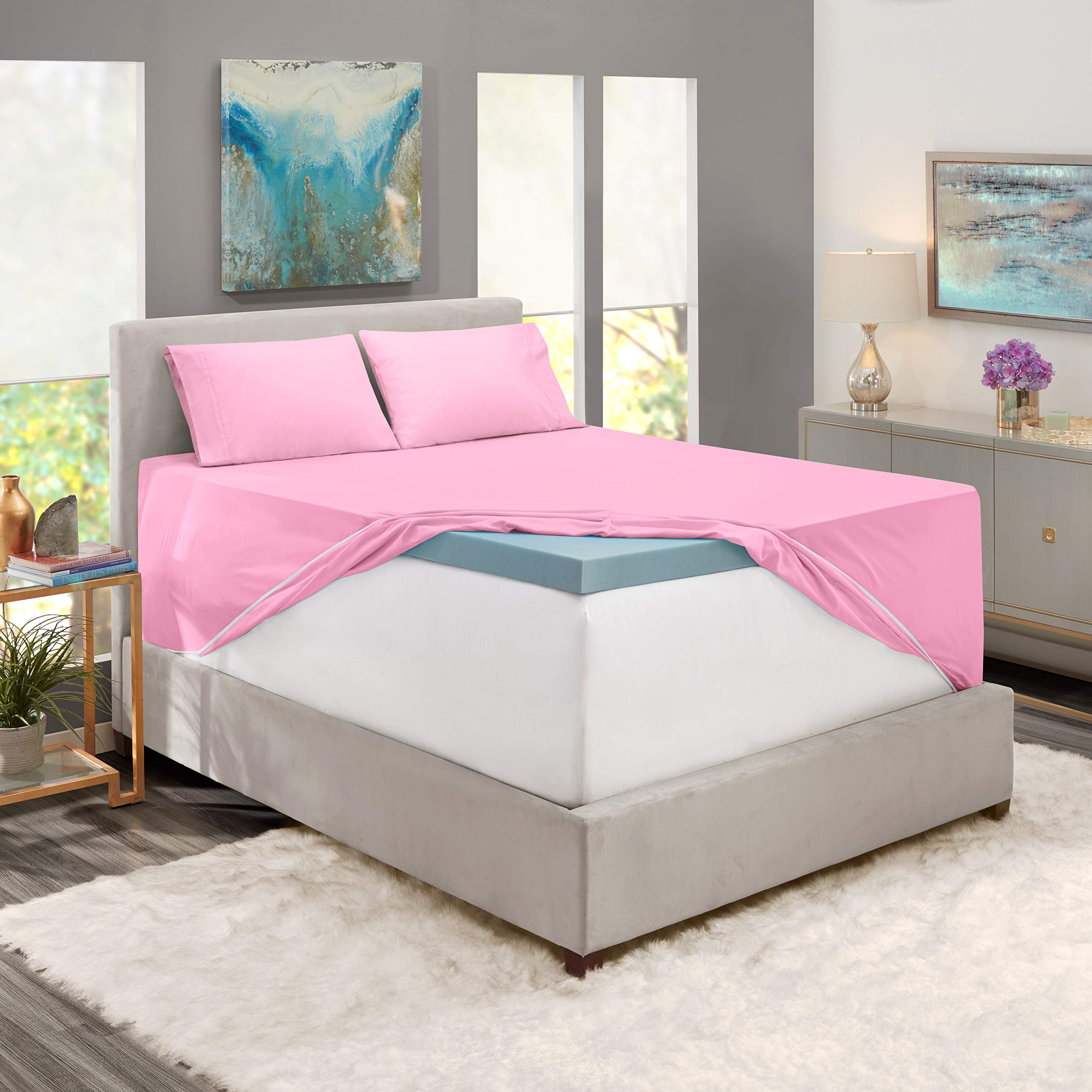 1Extra Deep Pocket King Size Sheets Sets - Fits Mattress 18-24 Inches Deep - Extra Deep Pocket Sheets - 6 Piece King Size Sheets - King Sheets Deep Pocket - Grey Sheets