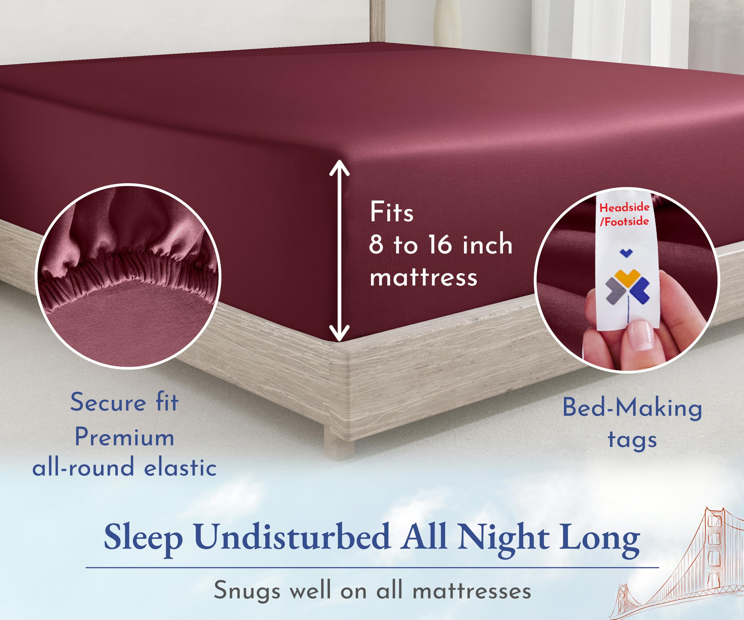 King Size Fitted Sheet White, 100% Cotton 400 Thread Count Sateen, Deep Pockets, Durable Fitted Sheet Only (King, White)