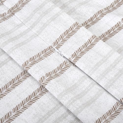 1Elegant Comfort Best, Softest, Coziest 6-Piece Sheet Sets! - 1500 Premier Hotel Quality Luxurious Wrinkle Resistant 6-Piece Damask Stripe Bed Sheet Set, Queen Sage/Green