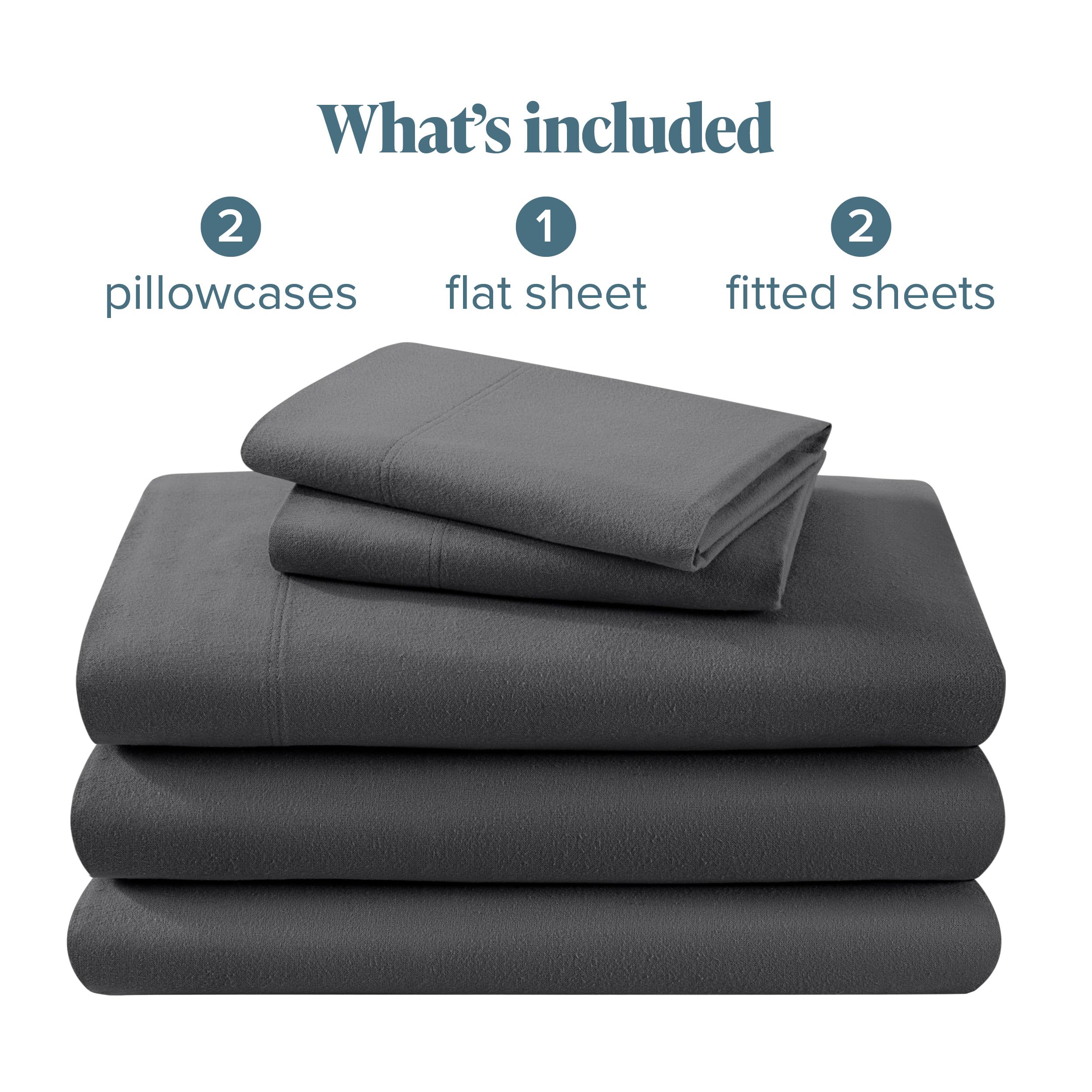 Flannel Sheet Set 100% Cotton, Velvety Soft Heavyweight - Double Brushed Flannel - Deep Pocket