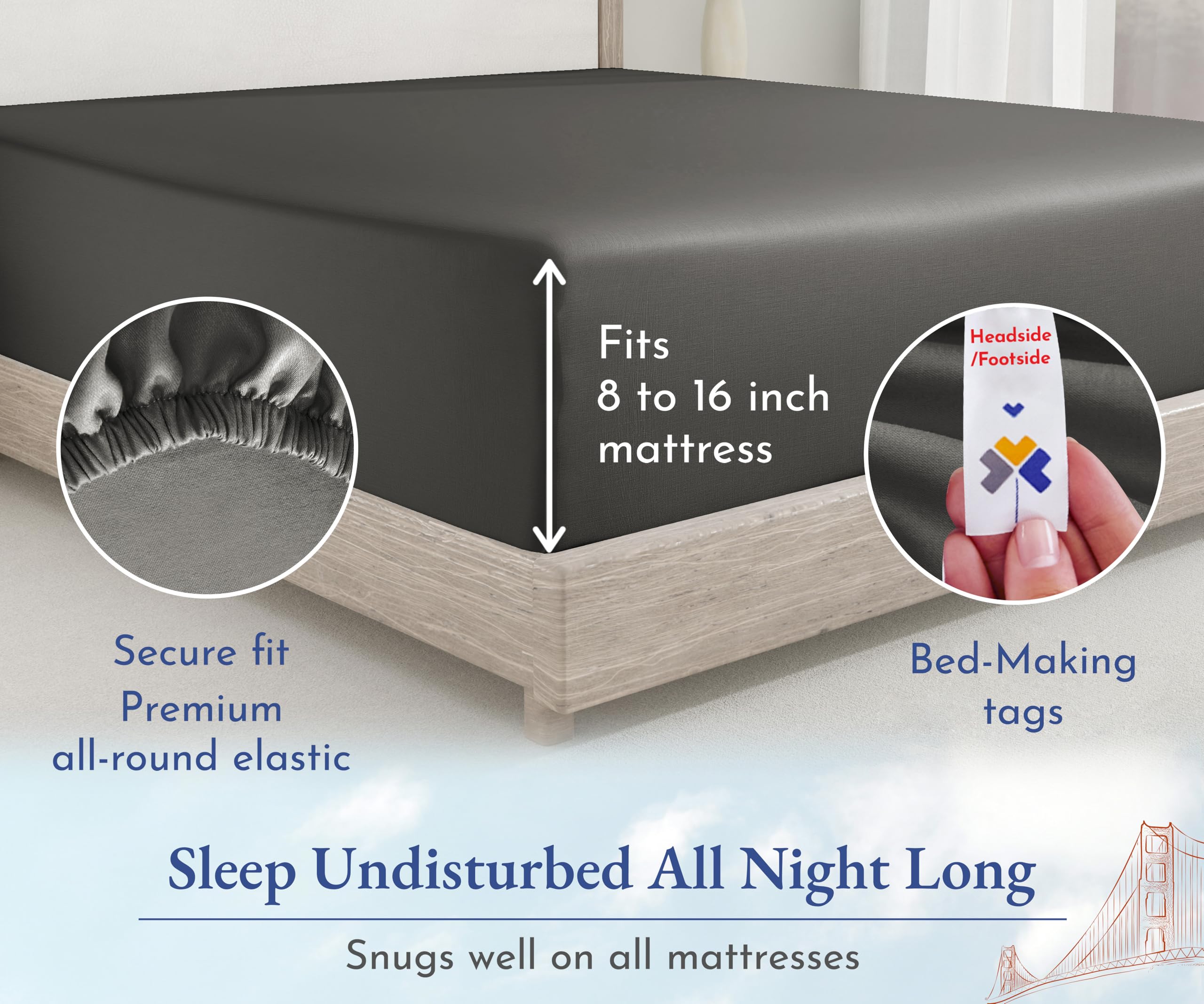 King Size Fitted Sheet White, 100% Cotton 400 Thread Count Sateen, Deep Pockets, Durable Fitted Sheet Only (King, White)