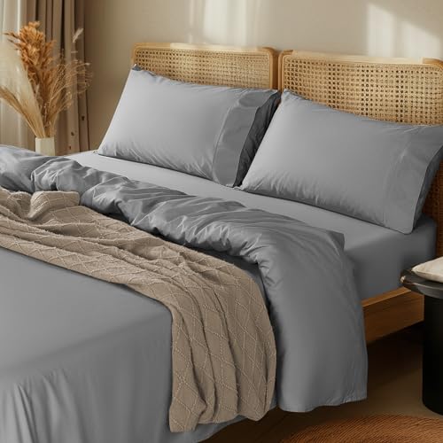 100% Egyptian Cotton Sheets Set 1000 Thread Count,Queen Size Bed Sheet 4 Piece Sets,Long Staple,16 Inches Deep Pocket,All Season,Bedding Super Soft Breathable,Sateen Weave(White)