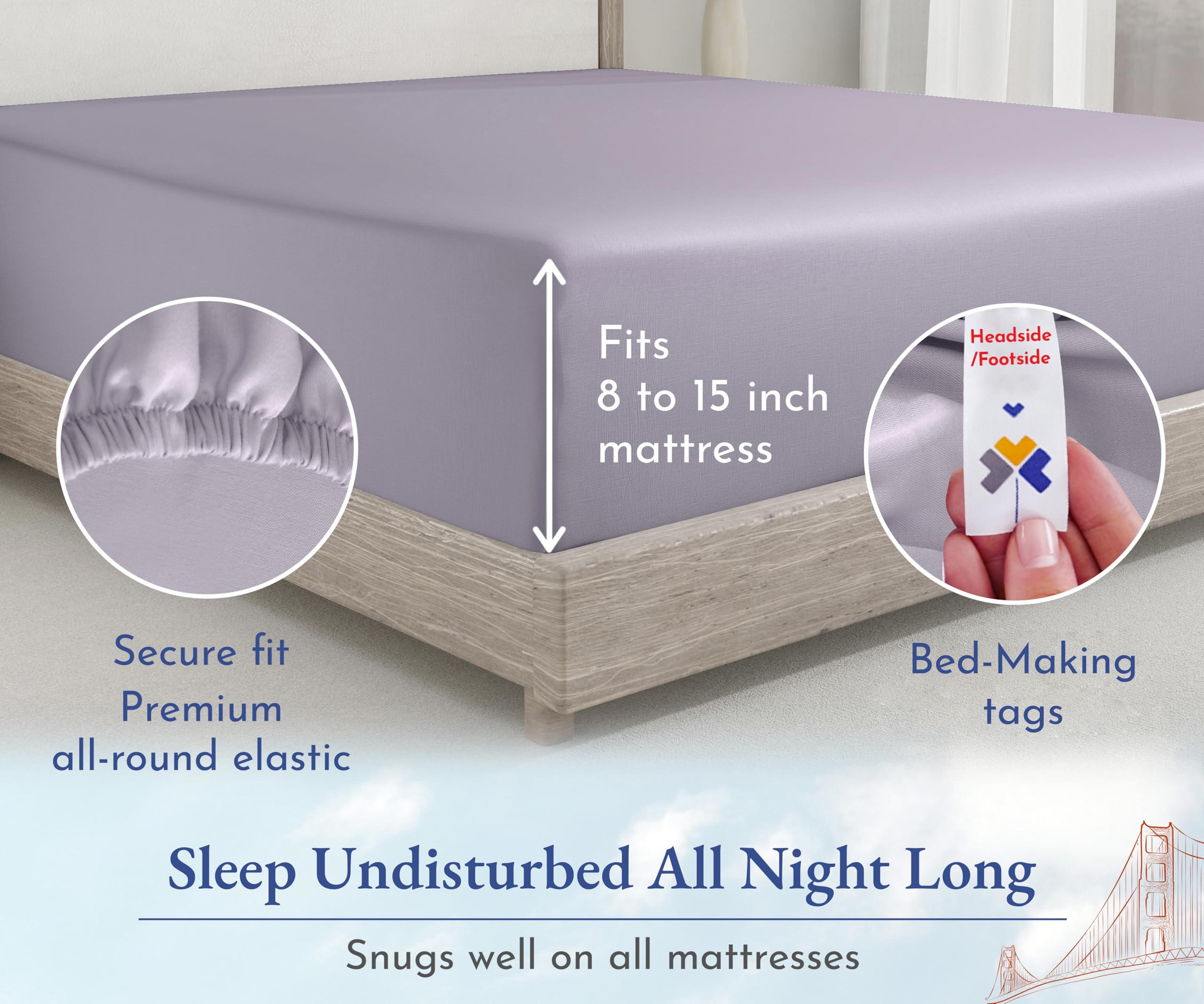 King Size Fitted Sheet White, 100% Cotton 400 Thread Count Sateen, Deep Pockets, Durable Fitted Sheet Only (King, White)