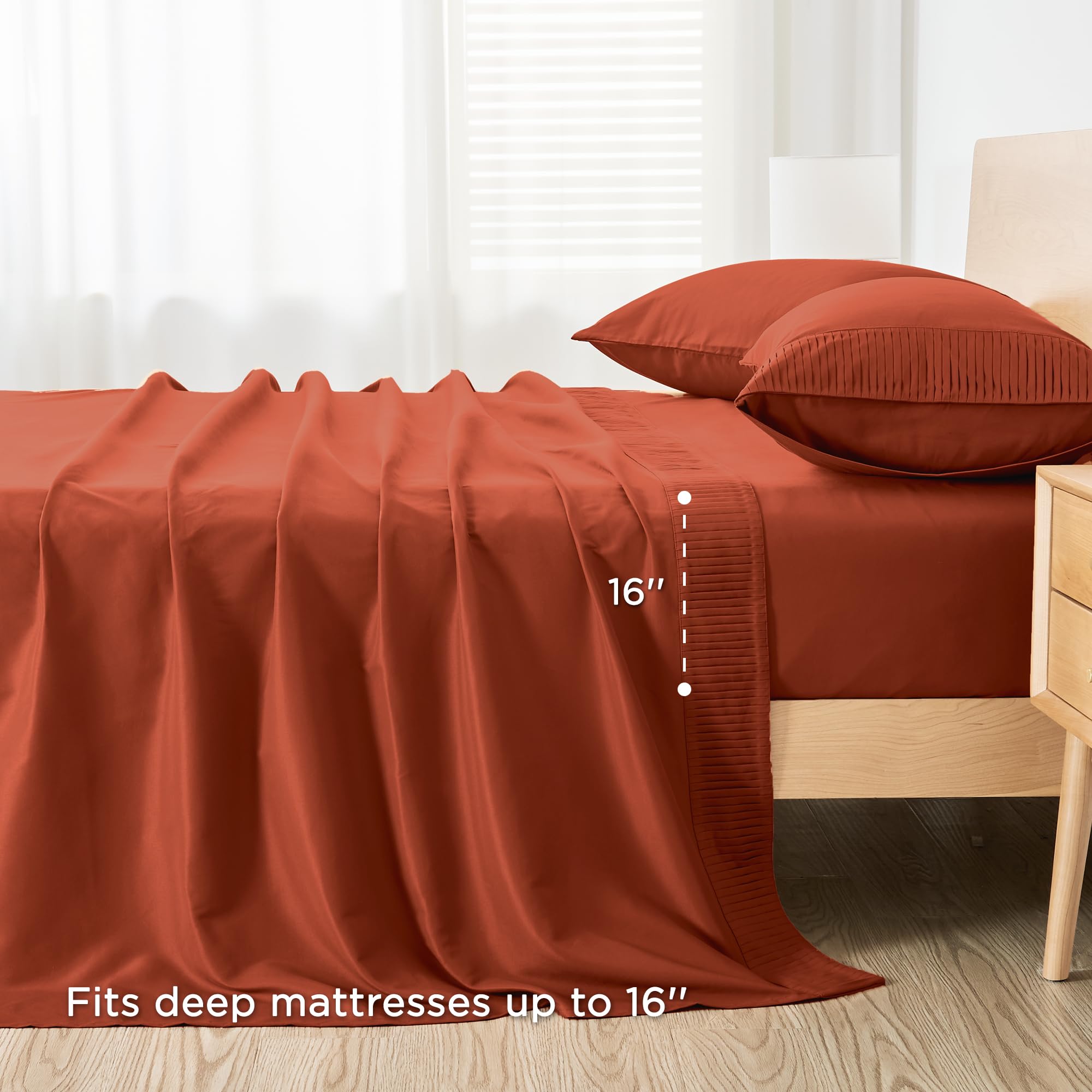 Sheet Set 4 Pieces, Dark Olive Green Super Soft Sheets for Queen Size Bed, Microfiber Queen Sheet, Deep Pocket Up to 16", Hotel Luxury Breathable & Cooling Bed Sheet Set