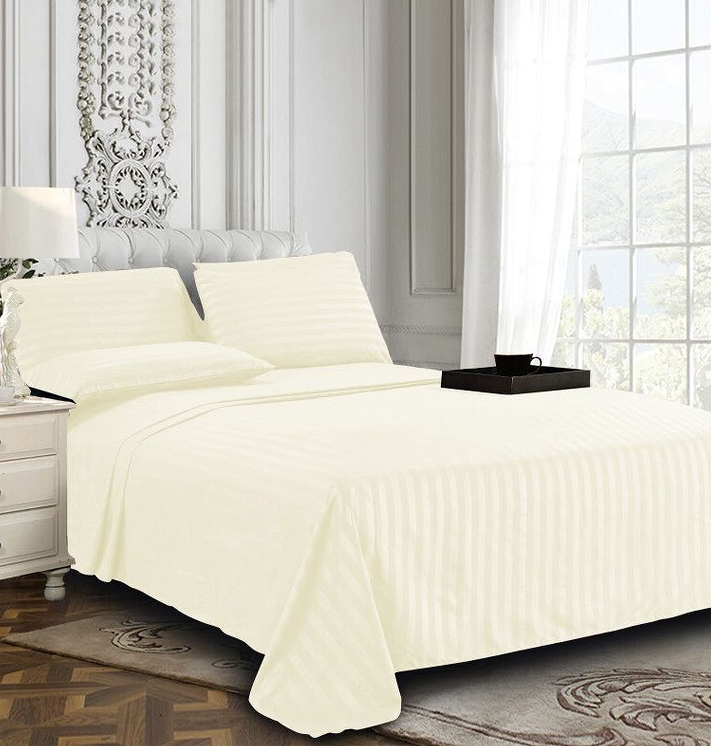 1Elegant Comfort Best, Softest, Coziest 6-Piece Sheet Sets! - 1500 Premier Hotel Quality Luxurious Wrinkle Resistant 6-Piece Damask Stripe Bed Sheet Set, Queen Sage/Green