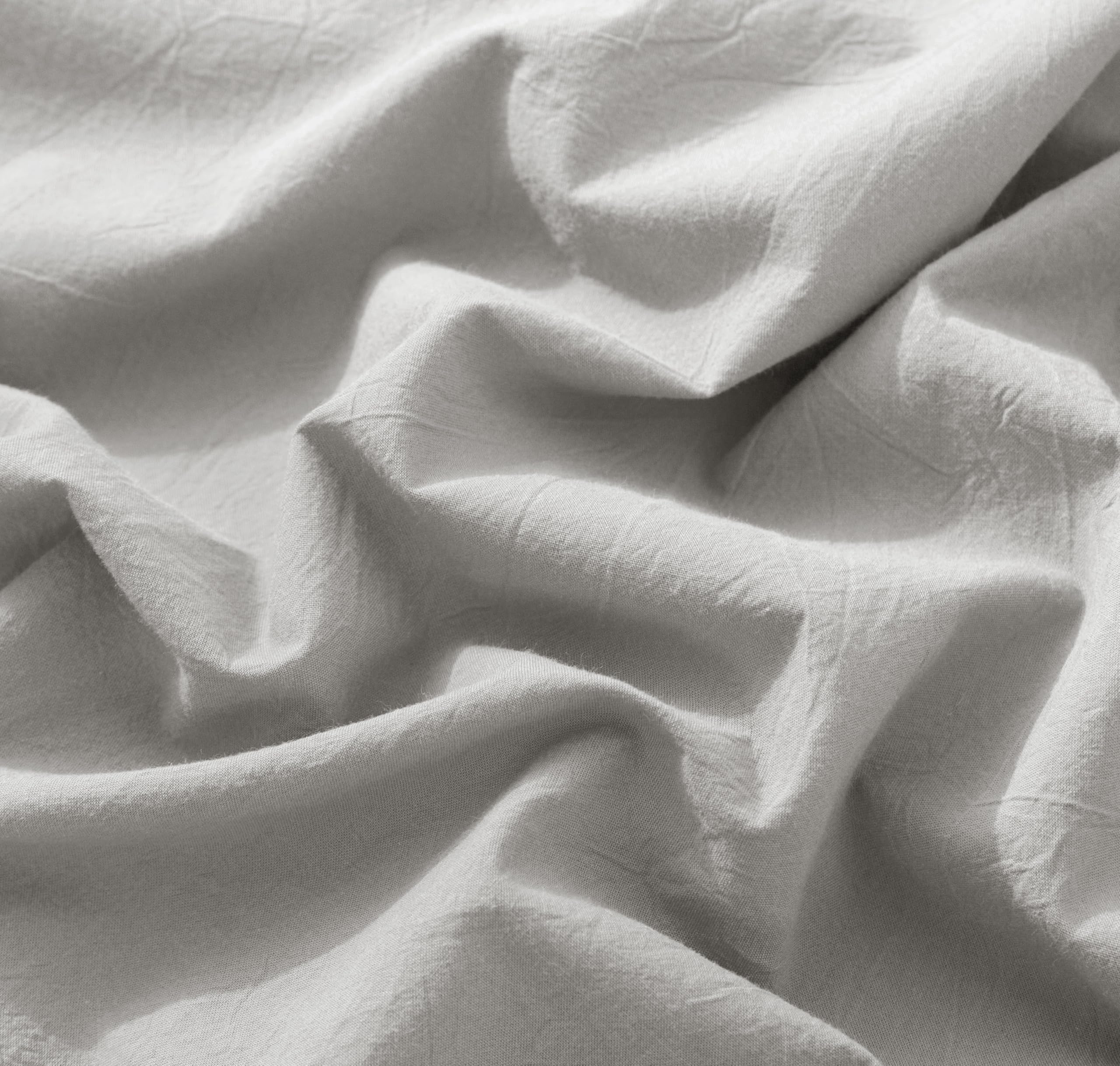 1 MooMee Bedding Sheet Set 100% Washed Cotton Linen Like Textured Breathable Durable Soft Comfy (Dark Grey, King)