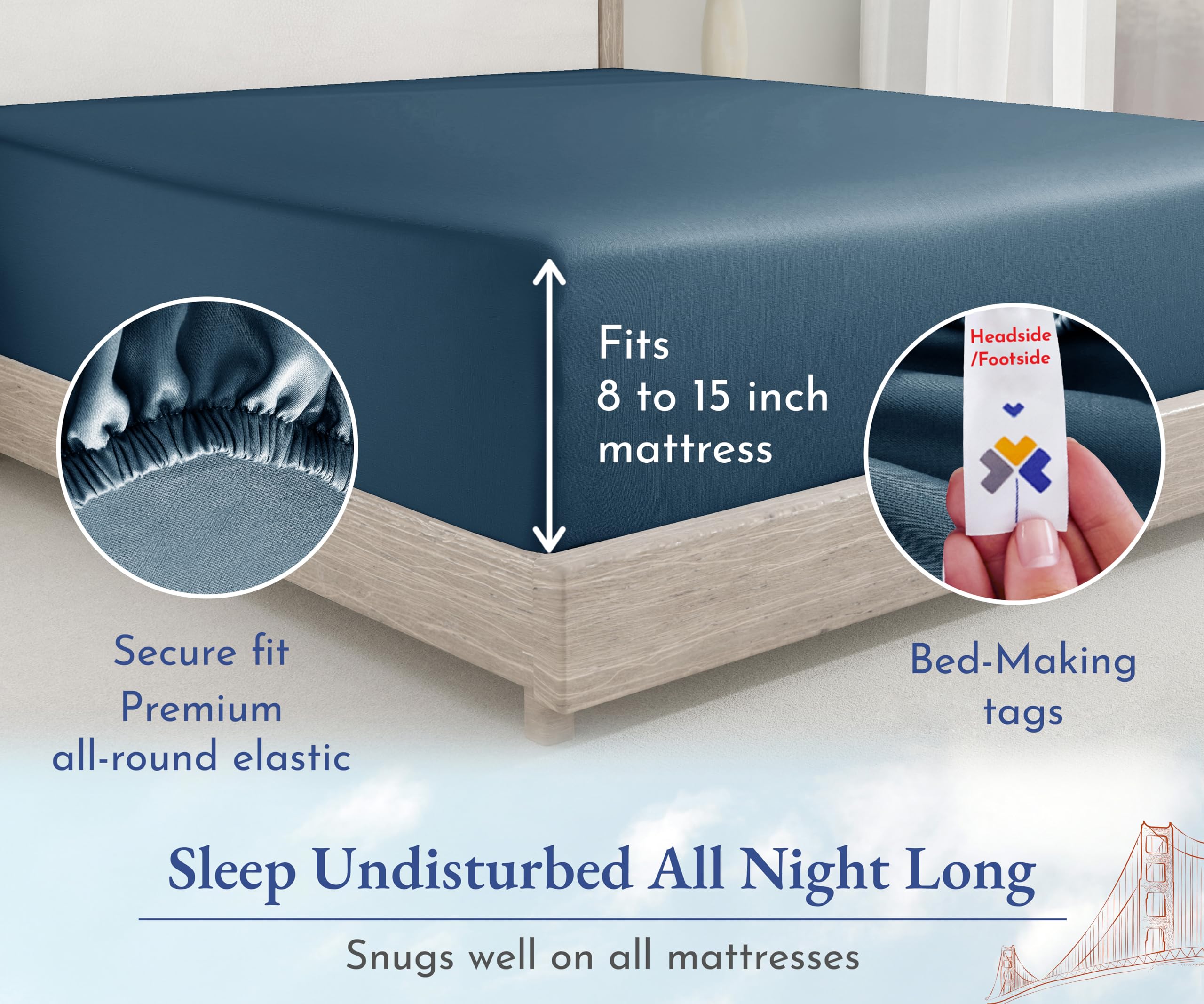 King Size Fitted Sheet White, 100% Cotton 400 Thread Count Sateen, Deep Pockets, Durable Fitted Sheet Only (King, White)