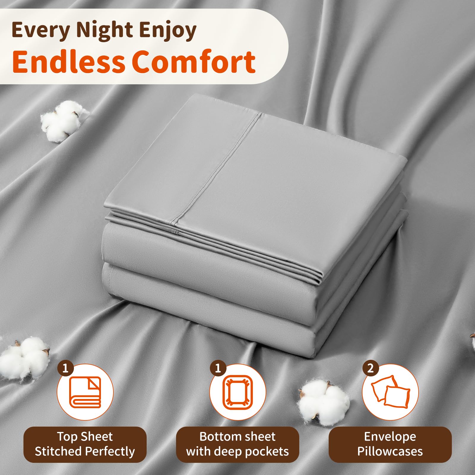 100% Egyptian Cotton Sheets Set 1000 Thread Count,Queen Size Bed Sheet 4 Piece Sets,Long Staple,16 Inches Deep Pocket,All Season,Bedding Super Soft Breathable,Sateen Weave(White)