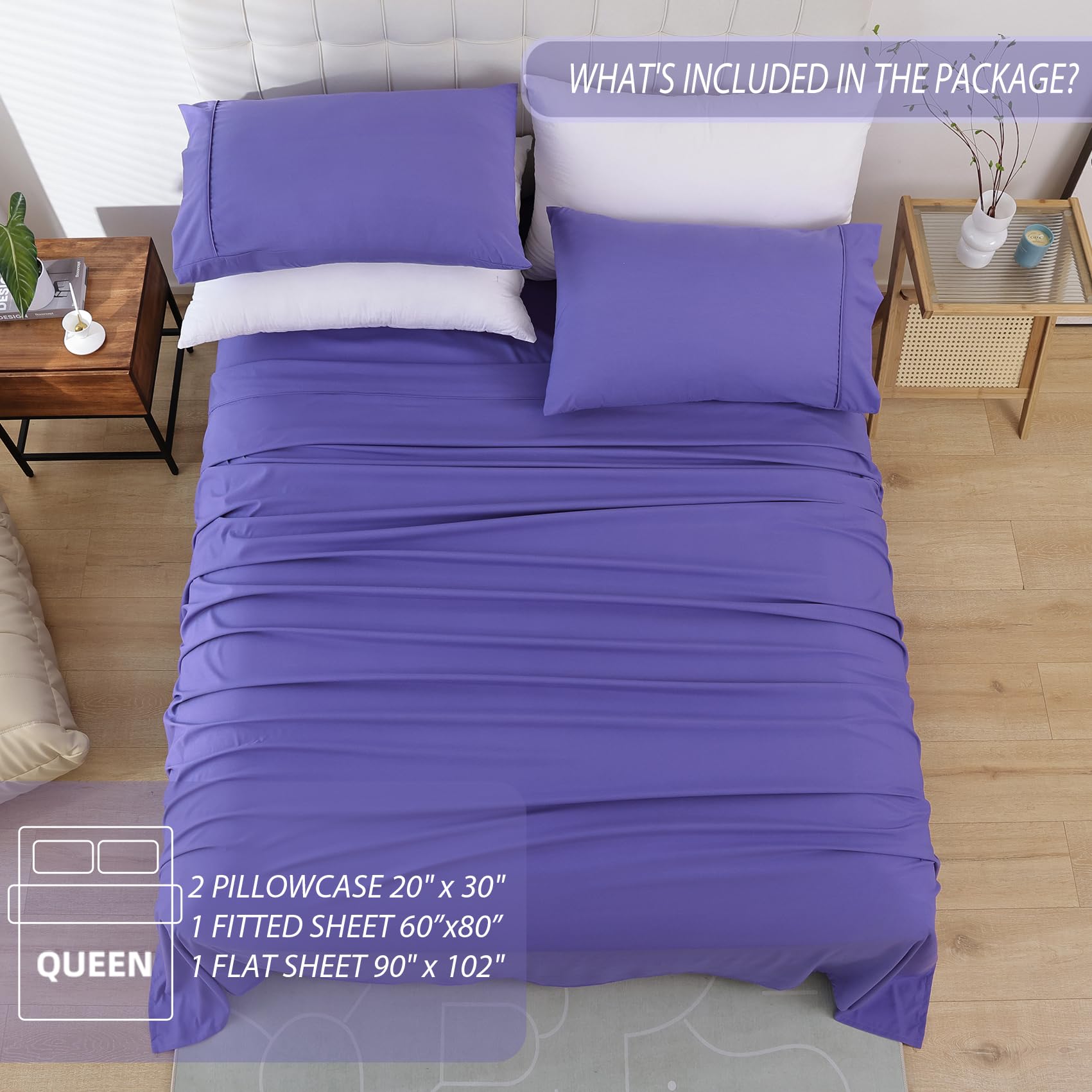 Twin Sheet Set - 3 Piece Soft Breathable Bed Sheets for Twin Size Bed, Extra Deep Pocket Luxury Brushed Sheets, Cooling Hotel Bedding Sheets and Pillowcases, Wrinkle Free Oeko-Tex Sheets