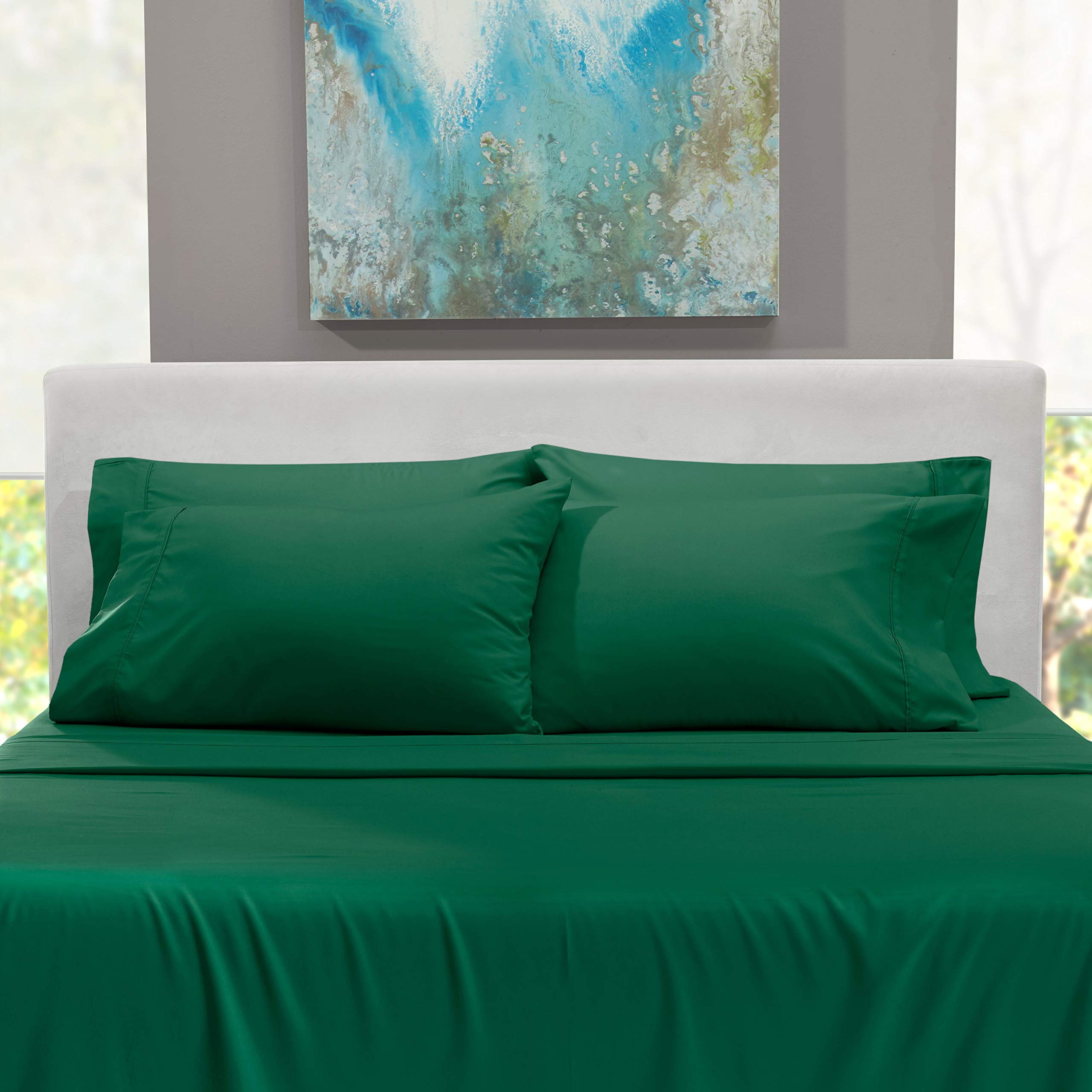 1Extra Deep Pocket King Size Sheets Sets - Fits Mattress 18-24 Inches Deep - Extra Deep Pocket Sheets - 6 Piece King Size Sheets - King Sheets Deep Pocket - Grey Sheets