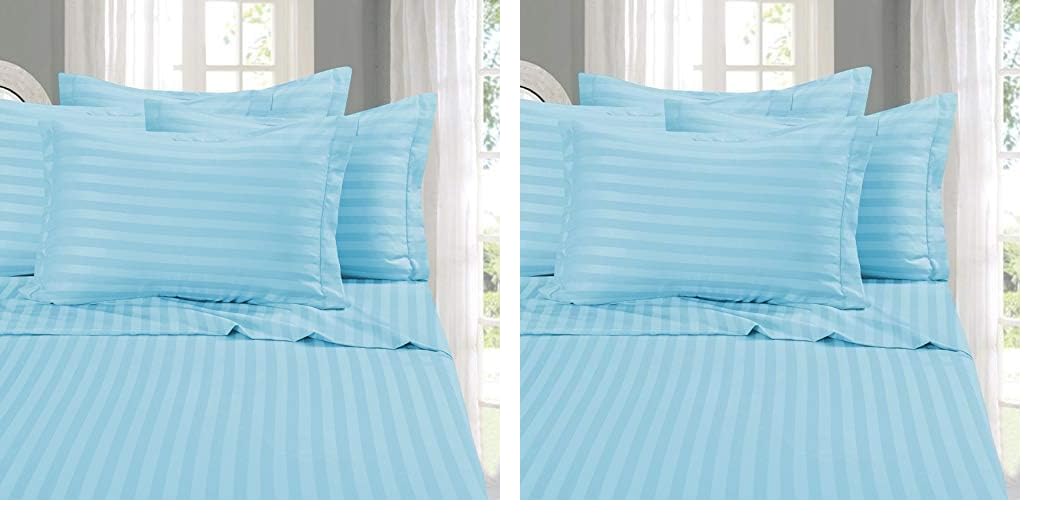 1Elegant Comfort Best, Softest, Coziest 6-Piece Sheet Sets! - 1500 Premier Hotel Quality Luxurious Wrinkle Resistant 6-Piece Damask Stripe Bed Sheet Set, Queen Sage/Green