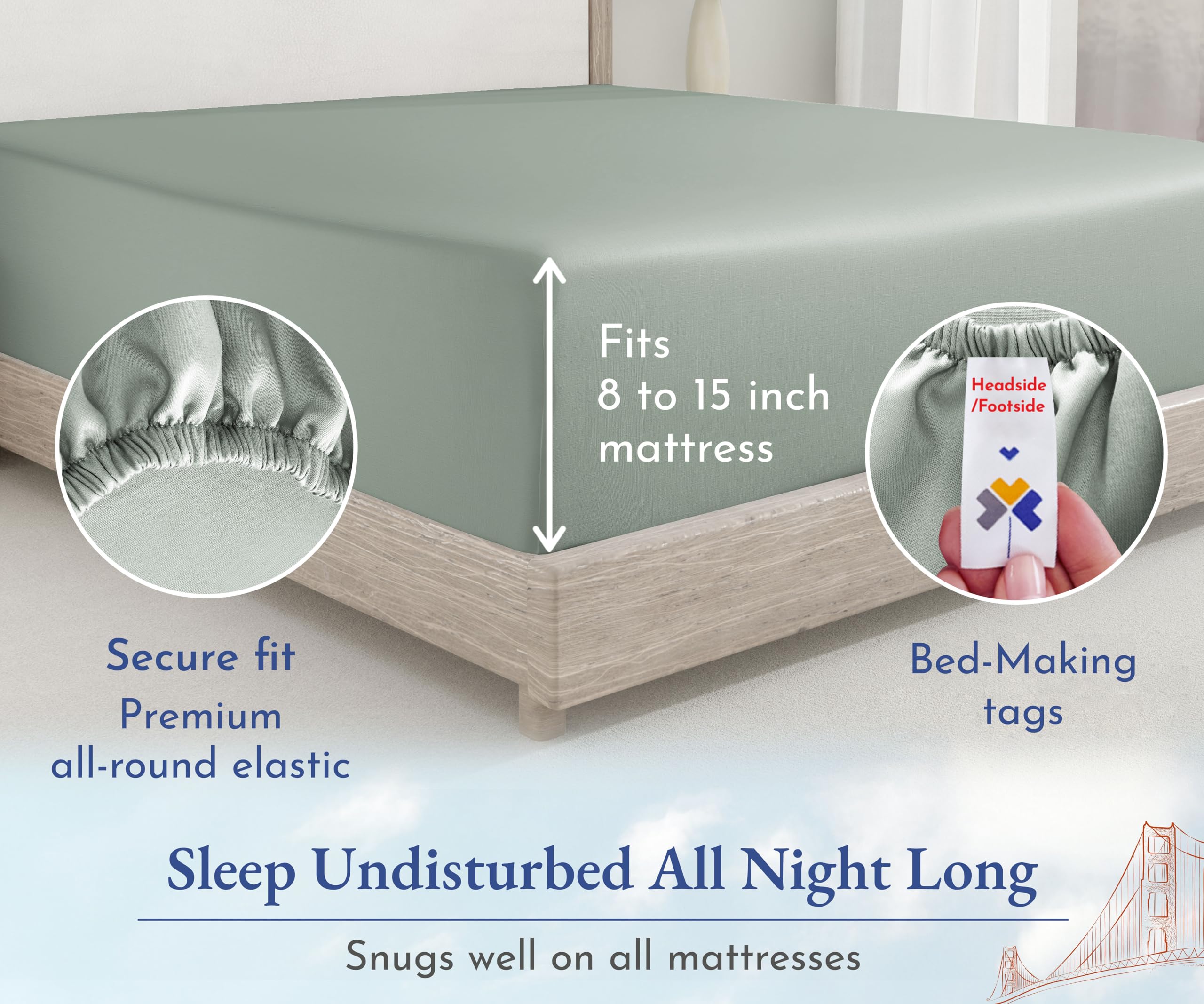 King Size Fitted Sheet White, 100% Cotton 400 Thread Count Sateen, Deep Pockets, Durable Fitted Sheet Only (King, White)