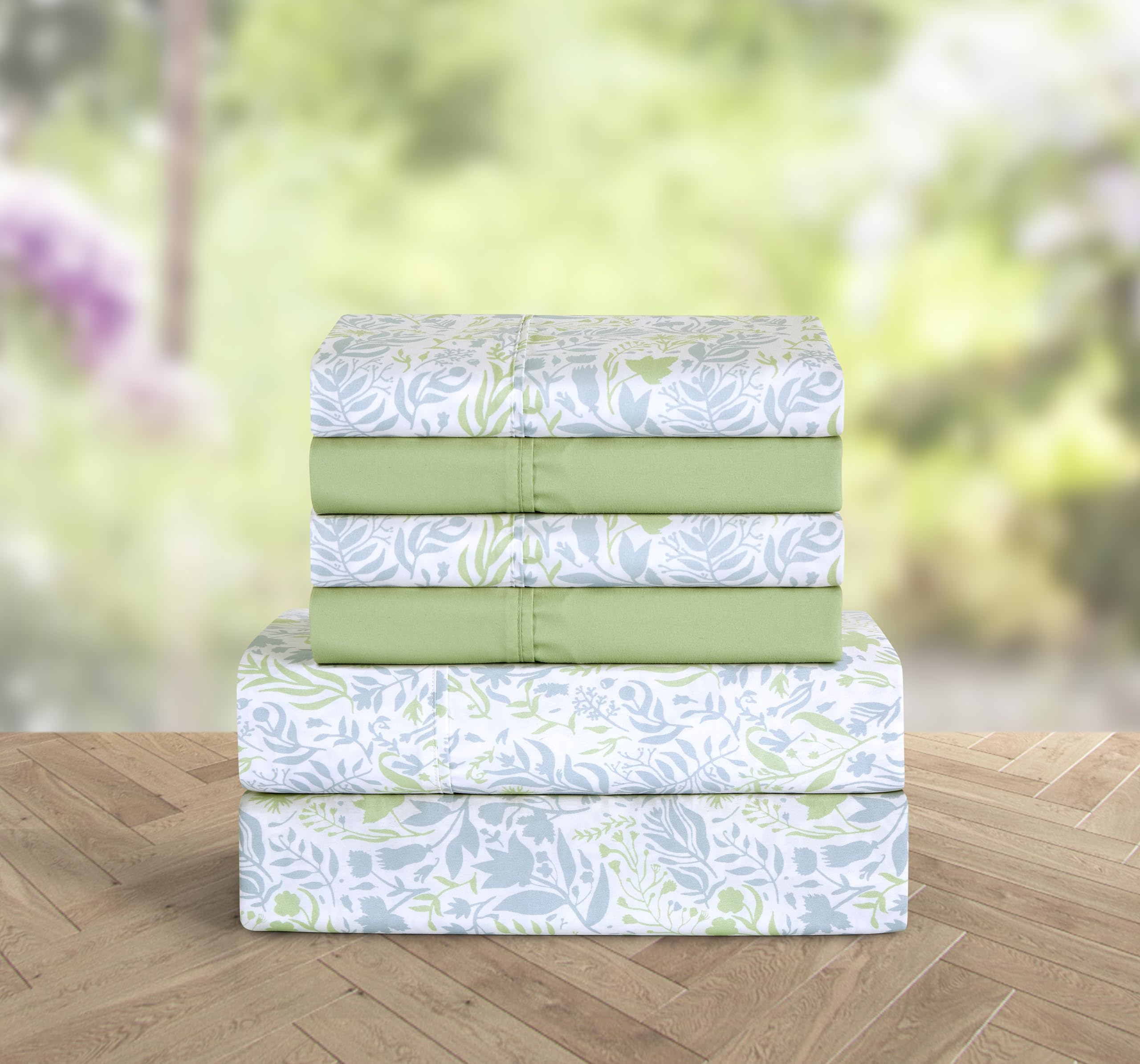 1Elegant Comfort Best, Softest, Coziest 6-Piece Sheet Sets! - 1500 Premier Hotel Quality Luxurious Wrinkle Resistant 6-Piece Damask Stripe Bed Sheet Set, Queen Sage/Green