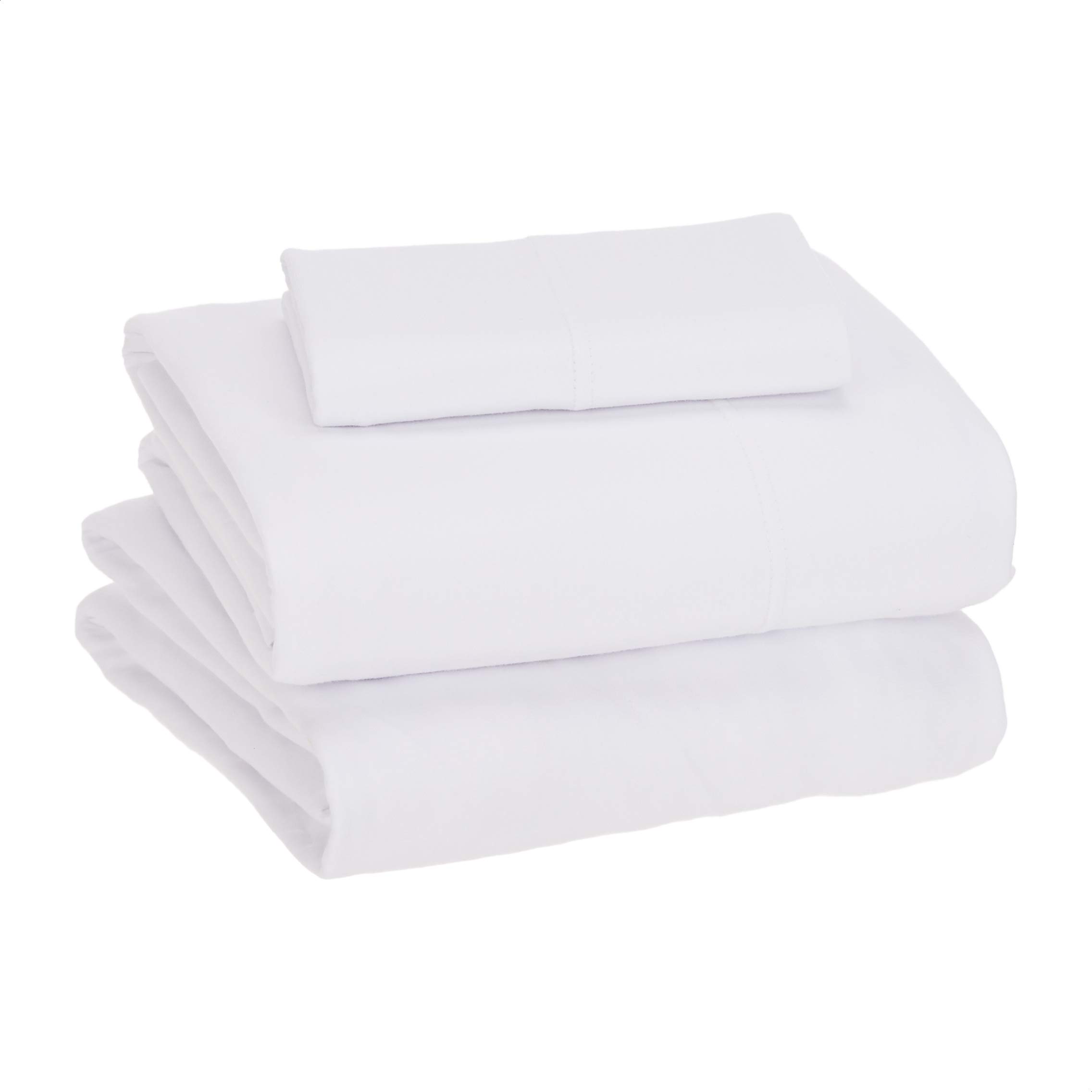 Cotton Jersey 4-Piece Bed Sheet Set, Queen, White, Solid