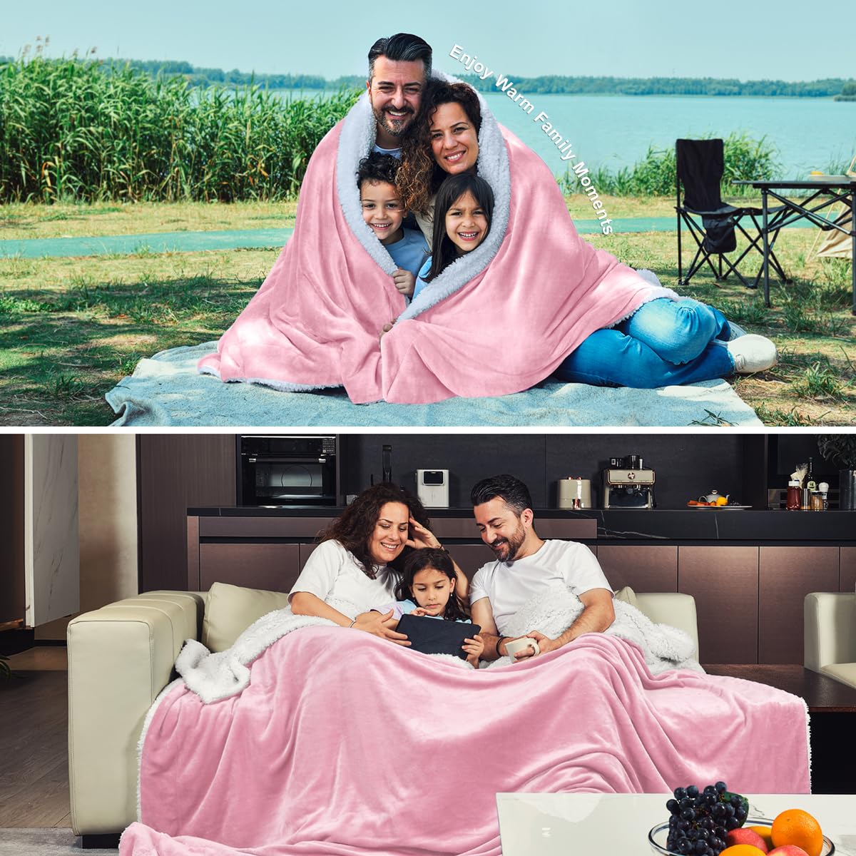 Sherpa Fleece Queen Size Blanket for Bed - Extra Warm and Heavy Thick Blankets for Winter, Super Soft 500GSM Plush Blanket, 90"X 90" Brown