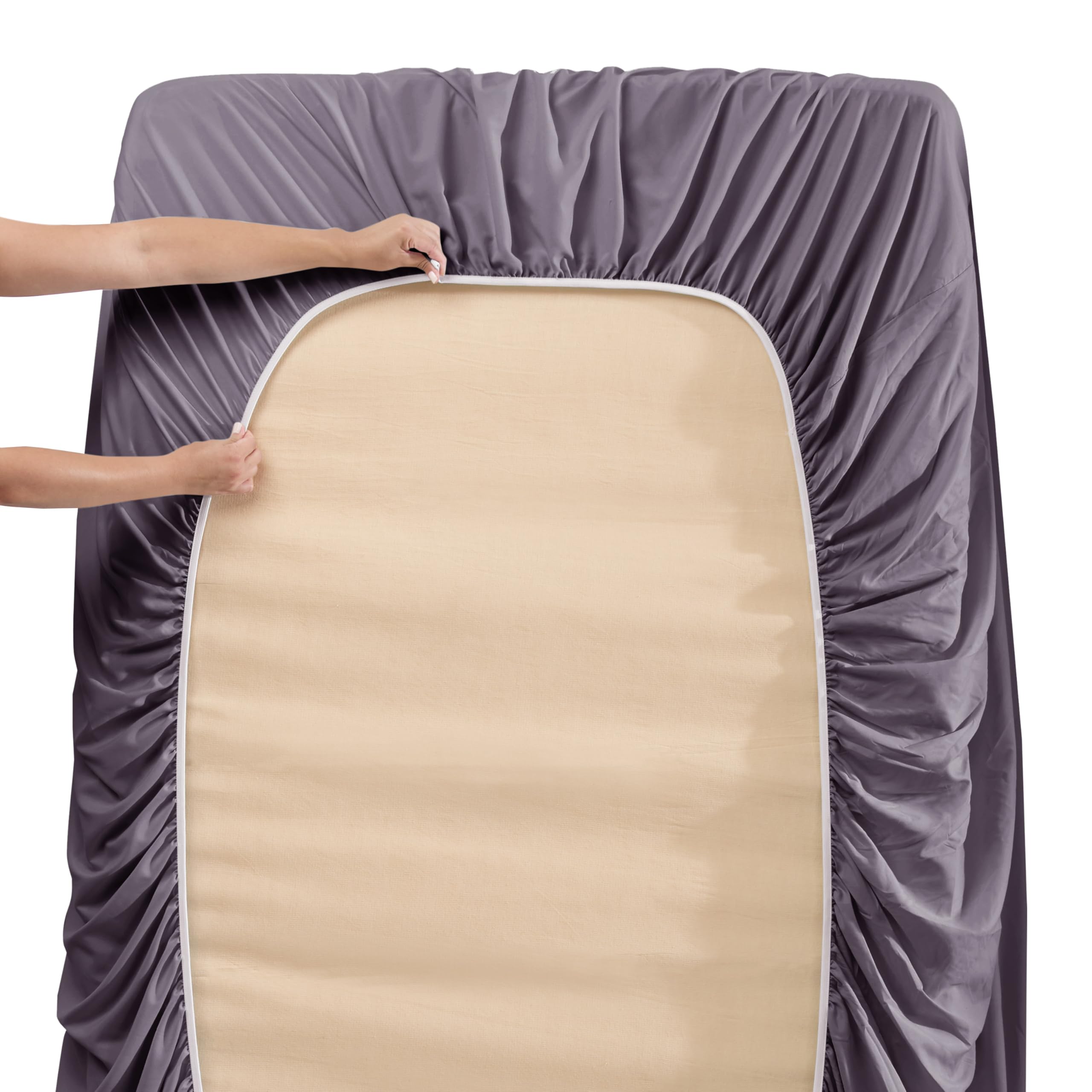 1Extra Deep Pocket King Size Sheets Sets - Fits Mattress 18-24 Inches Deep - Extra Deep Pocket Sheets - 6 Piece King Size Sheets - King Sheets Deep Pocket - Grey Sheets