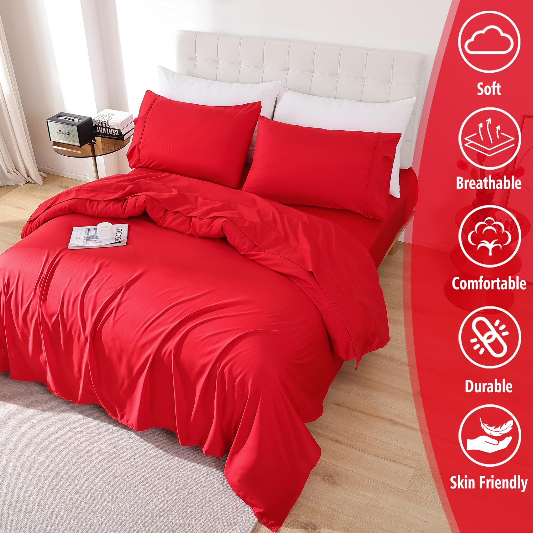 改Twin Sheet Set - 3 Piece Soft Breathable Bed Sheets for Twin Size Bed, Extra Deep Pocket Luxury Brushed Sheets, Cooling Hotel Bedding Sheets and Pillowcases, Wrinkle Free Oeko-Tex Sheets