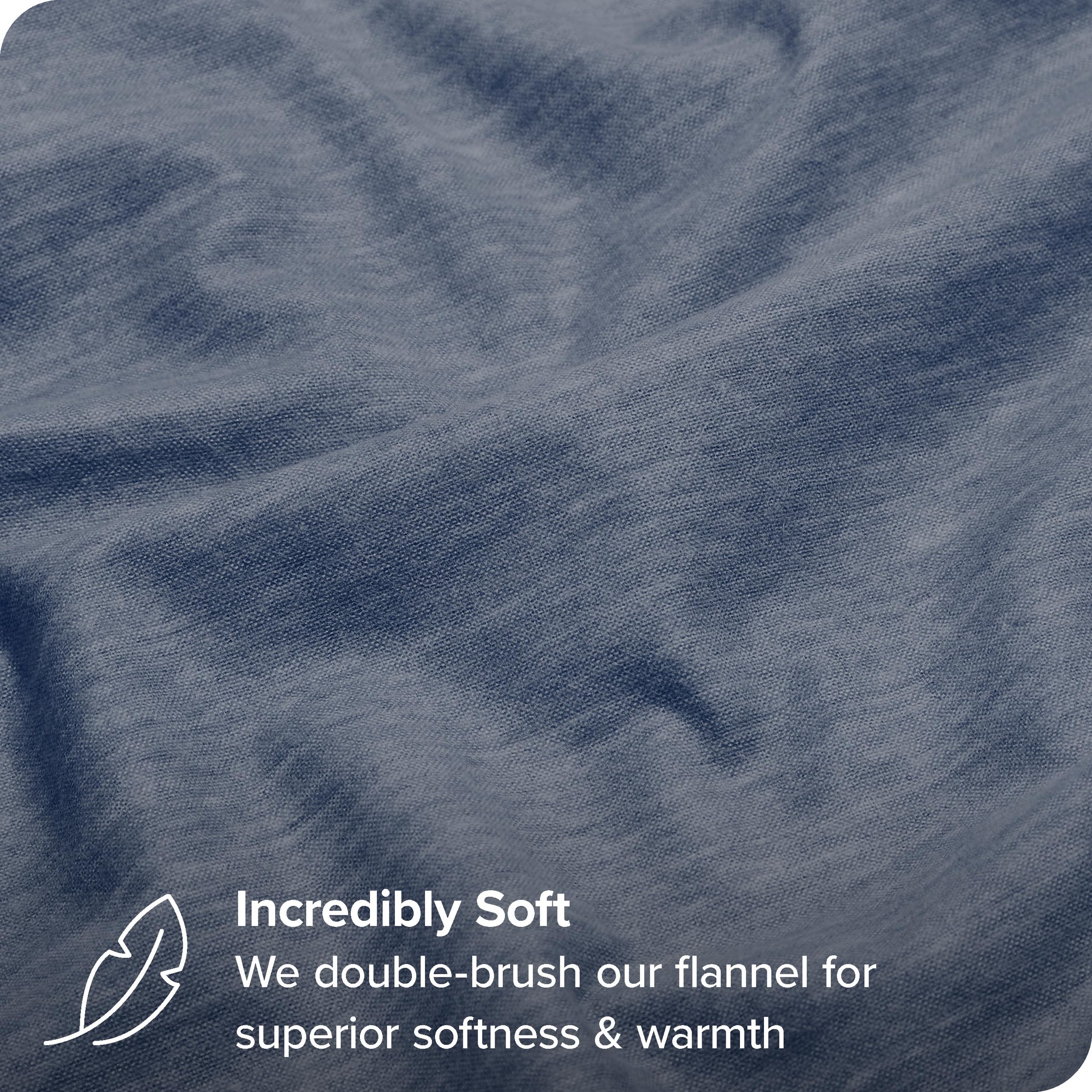 Flannel Sheet Set 100% Cotton, Velvety Soft Heavyweight - Double Brushed Flannel - Deep Pocket