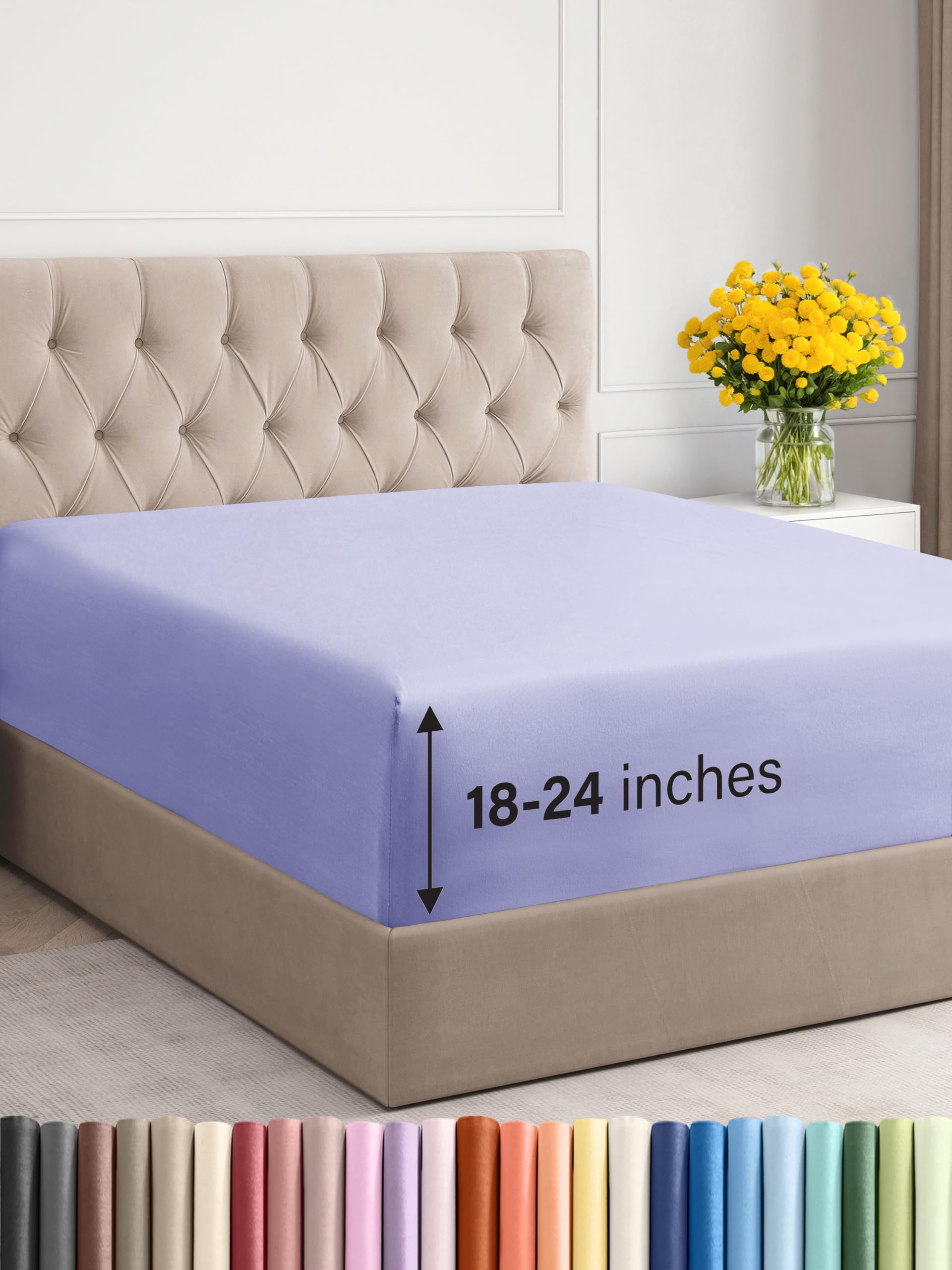 Hotel Luxury Single Fitted Sheet Only - Sheet Easily Fits 18 inch to 24 inch Mattress - Soft, Wrinkle Free, Breathable and Comfy Extra Deep Pockets White Fitted Sheet