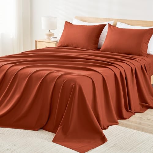 Sheet Set 4 Pieces, Dark Olive Green Super Soft Sheets for Queen Size Bed, Microfiber Queen Sheet, Deep Pocket Up to 16", Hotel Luxury Breathable & Cooling Bed Sheet Set