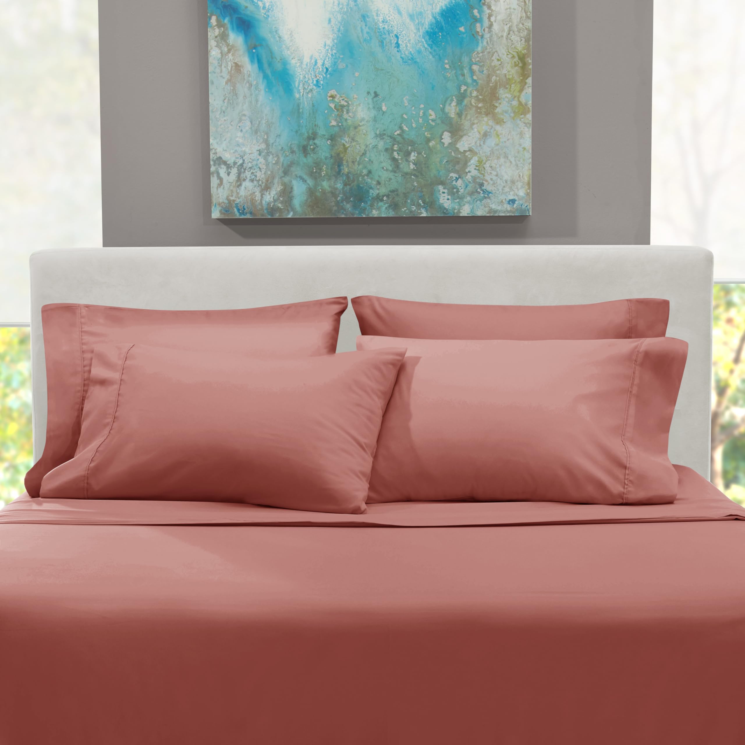 1Extra Deep Pocket King Size Sheets Sets - Fits Mattress 18-24 Inches Deep - Extra Deep Pocket Sheets - 6 Piece King Size Sheets - King Sheets Deep Pocket - Grey Sheets